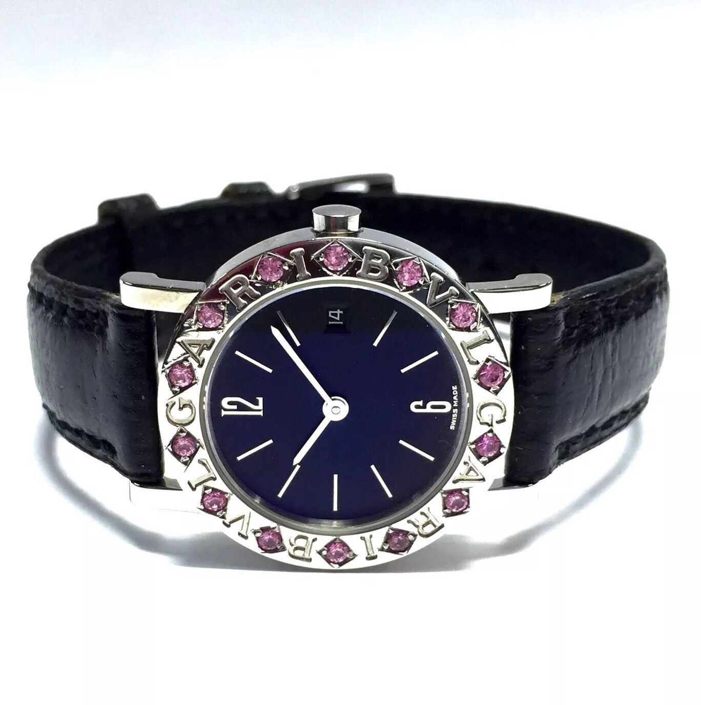 BVLGARI Quartz 33mm Steel PINK SAPPHIRES Watch