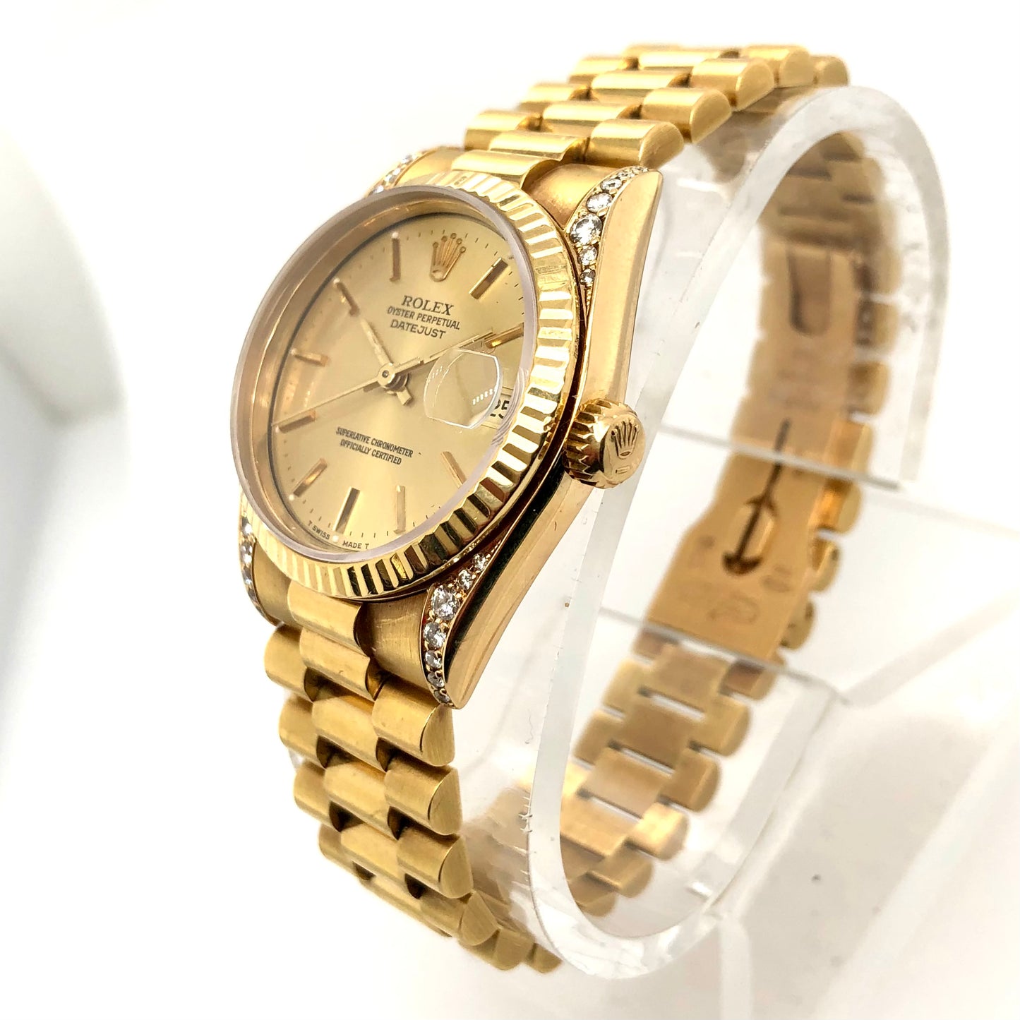 ROLEX DATEJUST PRESIDENTIAL 31mm 18K Yellow Gold Watch FACTORY DIAMONDS