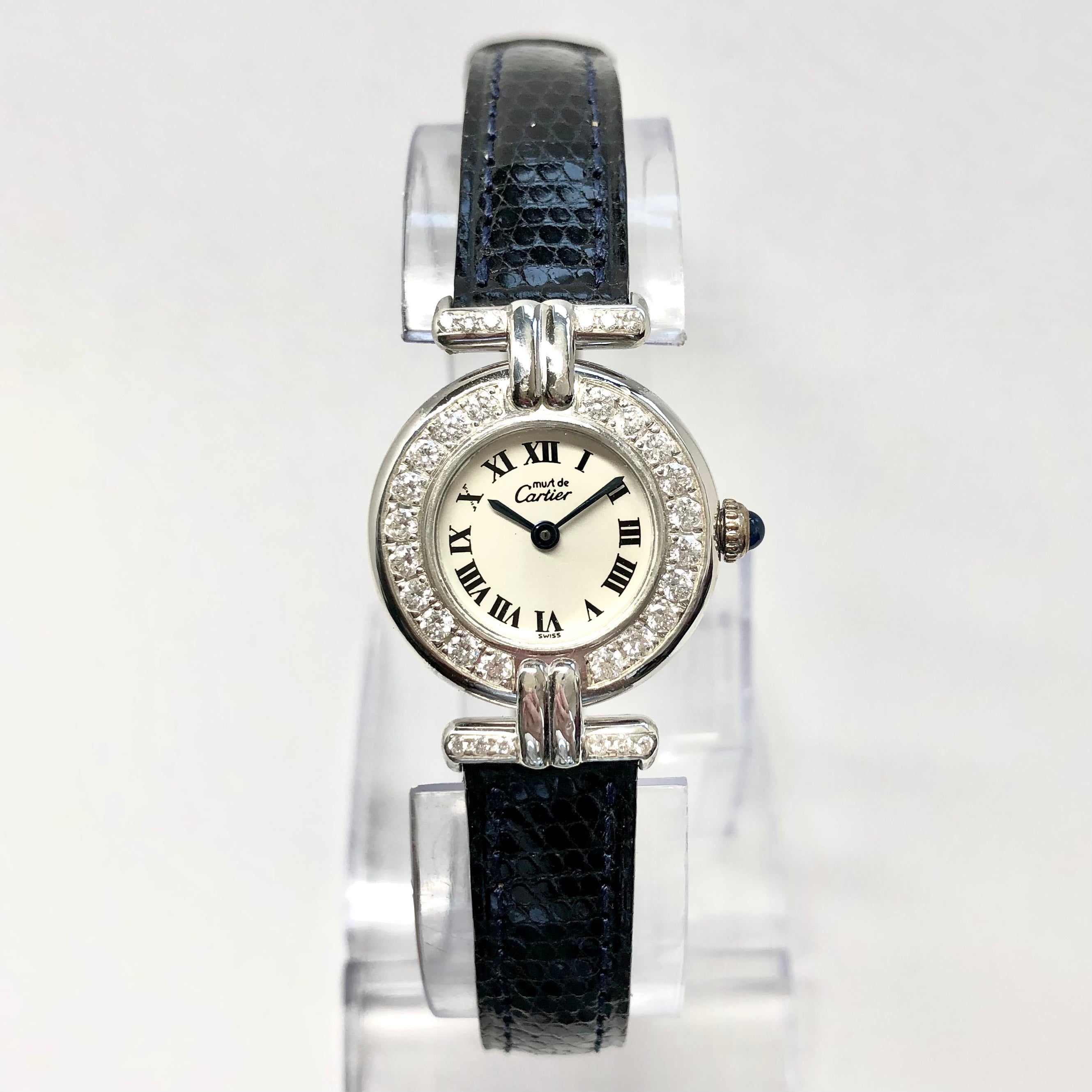 CARTIER VERMEIL COLISÈE Quartz 24mm 925 Silver 0.87TCW Diamond Watch