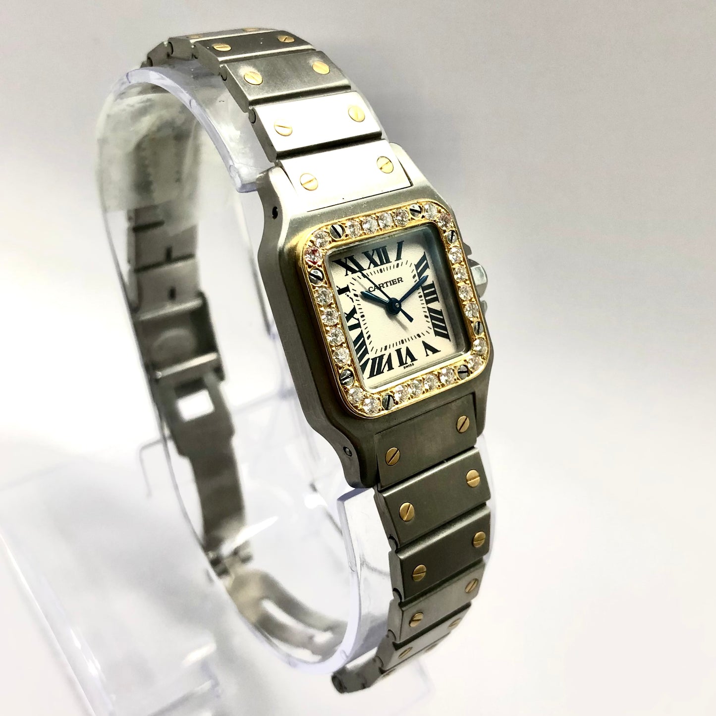CARTIER SANTOS GALBEE 24mm Automatic 2 Tone Watch 0.69TCW Diamond Bezel