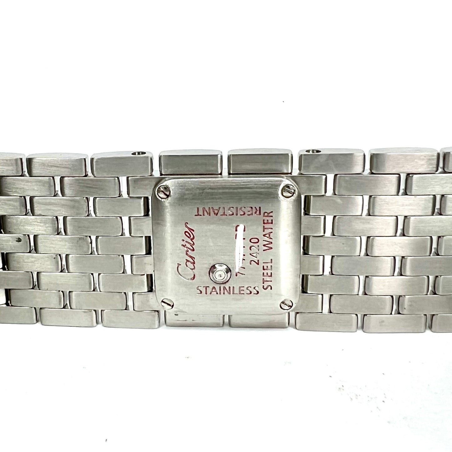 CARTIER RUBAN Quartz Steel 0.50TCW Diamond Watch Pink MOP Dial