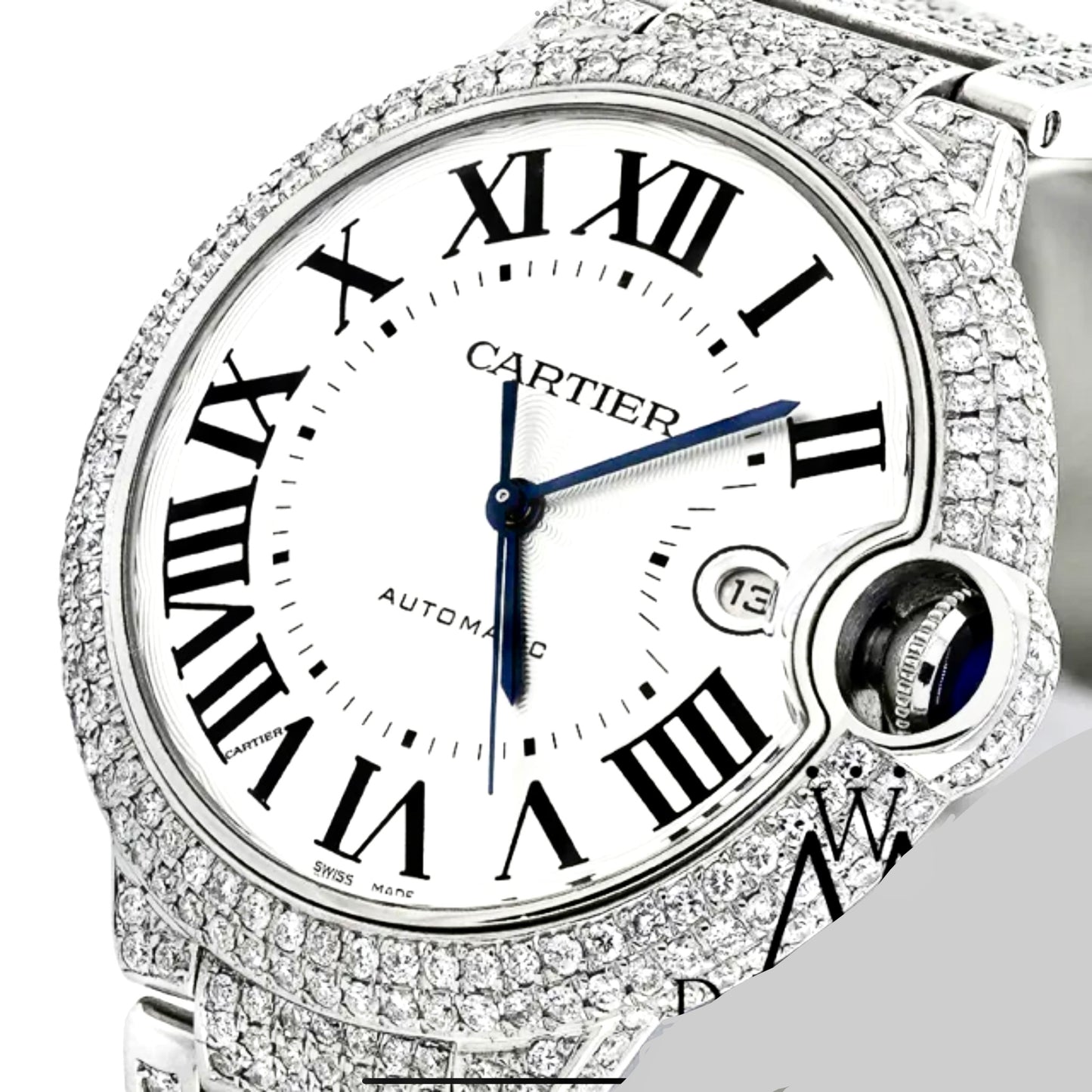 CARTIER BALLON BLEU 3765 42mm Automatic Steel ~8TCW DIAMOND Watch