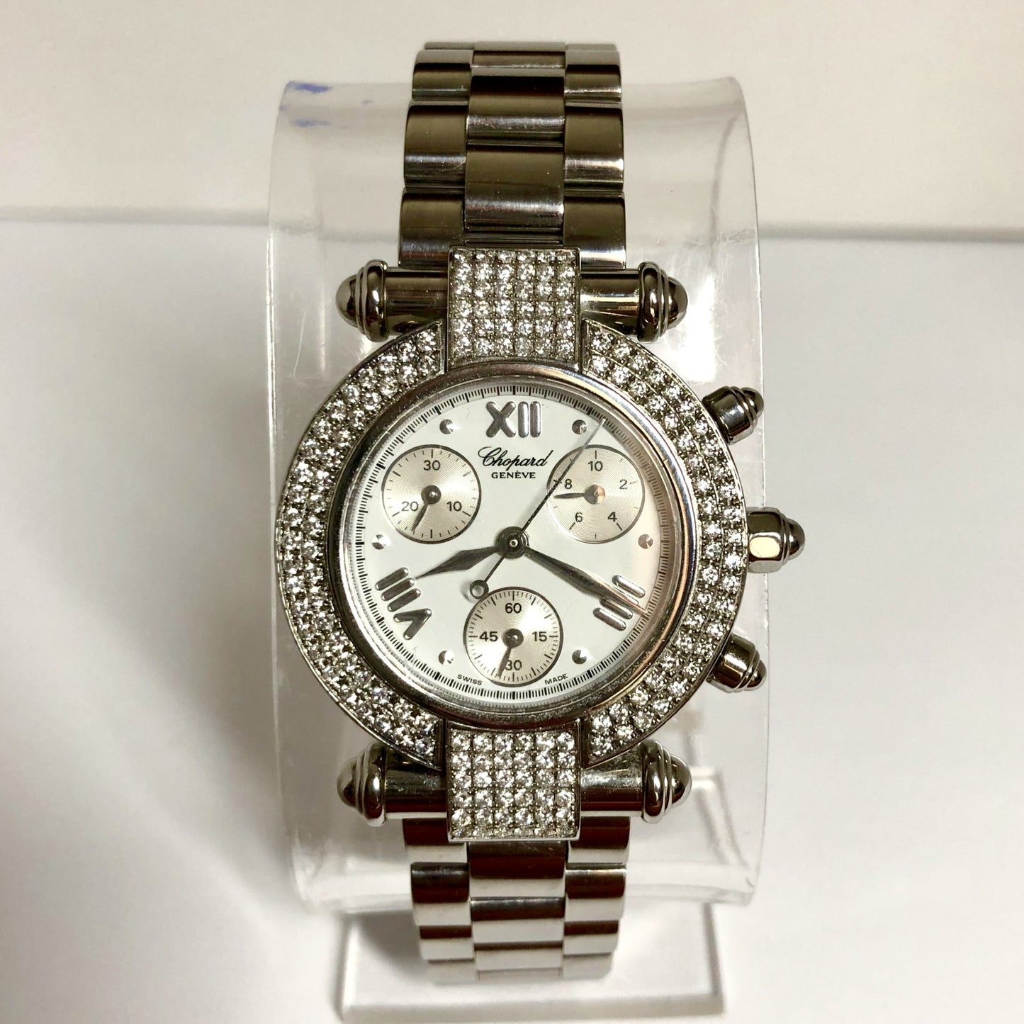 CHOPARD IMPERIALE Chronograph Quartz 32mm Steel ~1.42TCW DIAMOND Watch