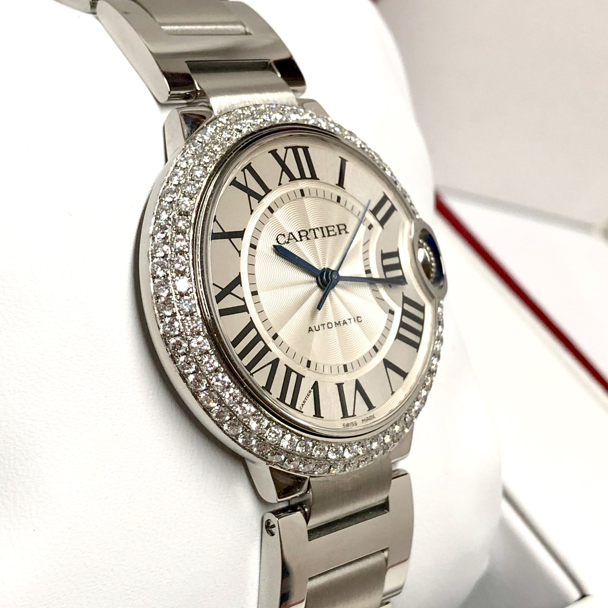 CARTIER BALLON BLEU 3284 Automatic Steel 36mm 1.87TCW DIAMOND Watch