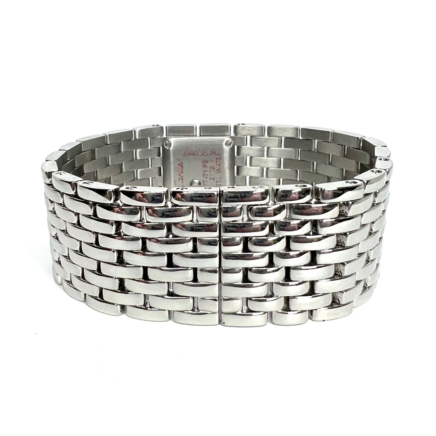 CARTIER RUBAN Quartz Steel 0.50TCW Diamond Watch Pink MOP Dial