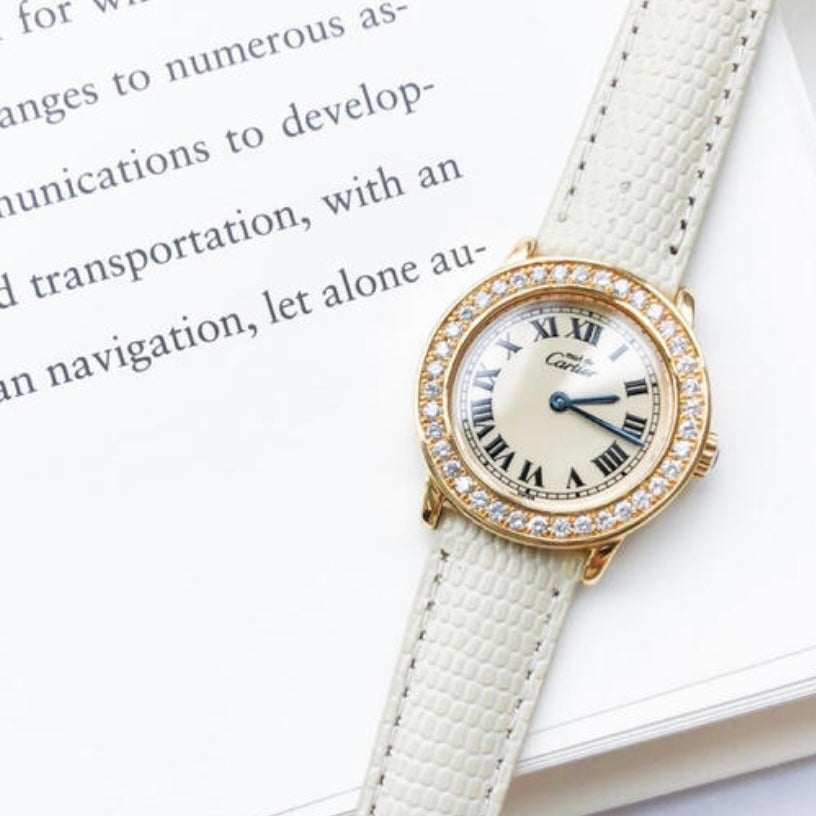 Must De CARTIER RONDE 27mm GP Silver Diamond Watch