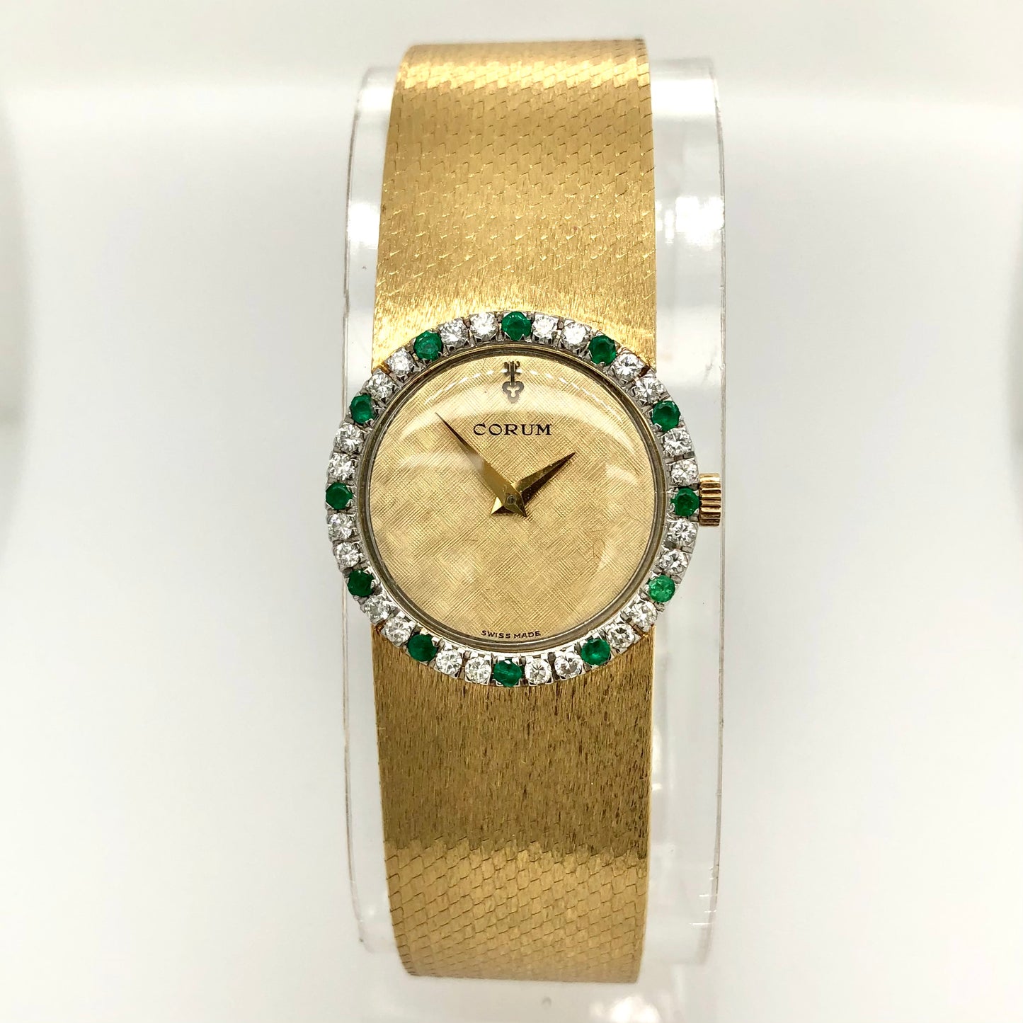 CORUM CORUM Mechanical 24mm 18K White & Yellow Gold FACTORY Diamonds & Emeralds Watch