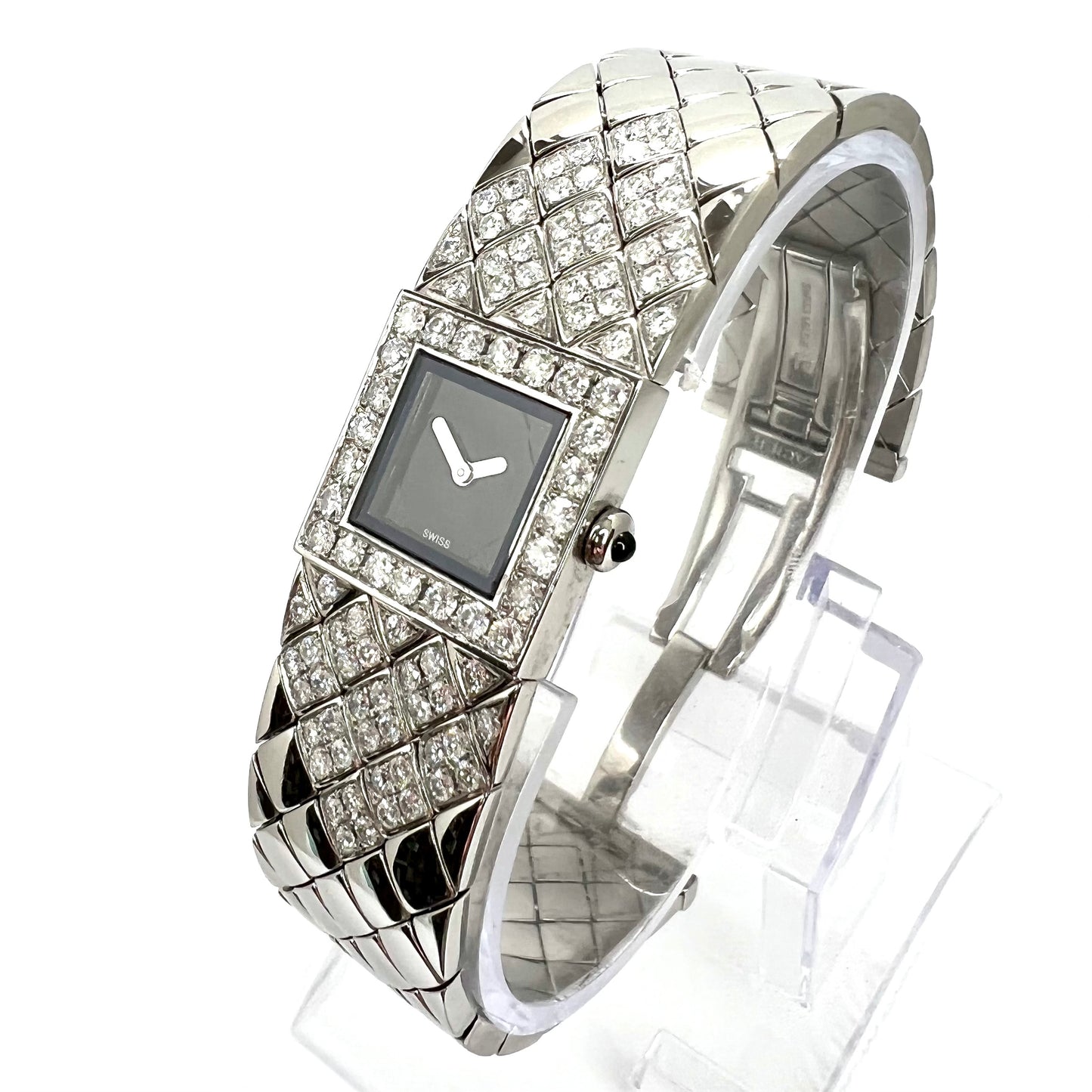 CHANEL MATELASSE Quartz 19mm Steel 3.03TCW Diamond Bracelet Watch
