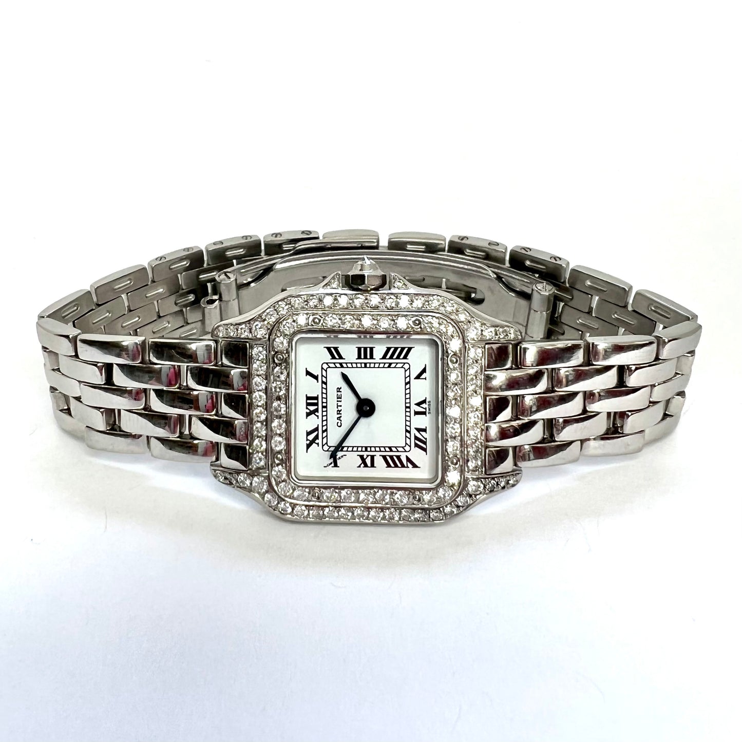 CARTIER PANTHERE Quartz 22mm Steel ~1TCW DIAMOND Watch