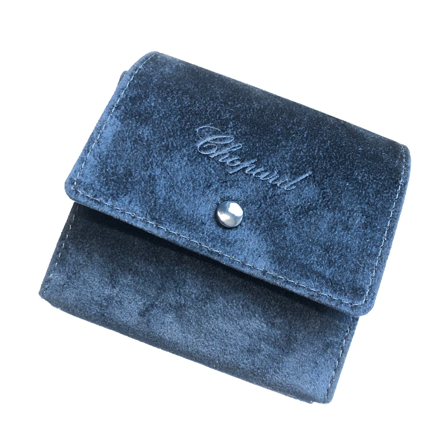 CHOPARD Blue Faux Suede Case with Holder 4 x 4 x 2 inches