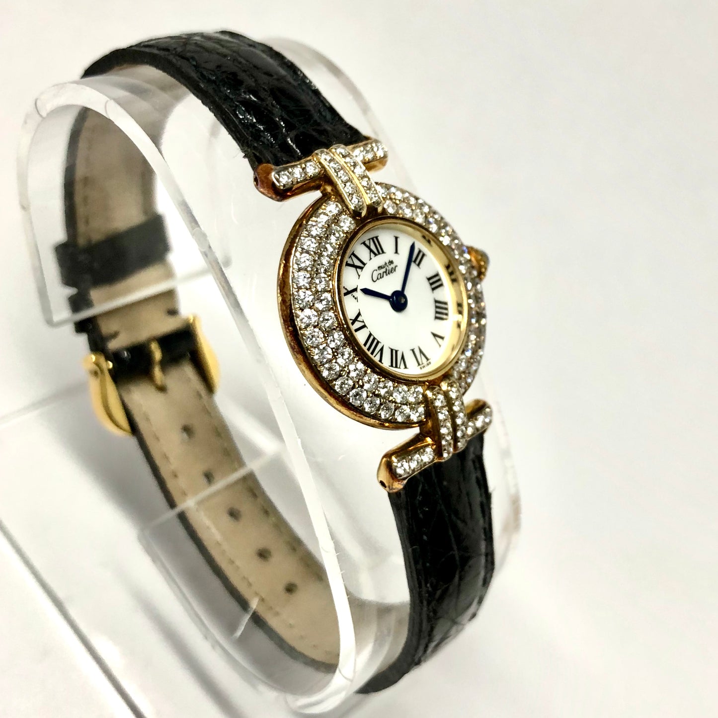 CARTIER VERMEIL COLISÈE Quartz 24mm GP Silver 1.21TCW DIAMOND Watch