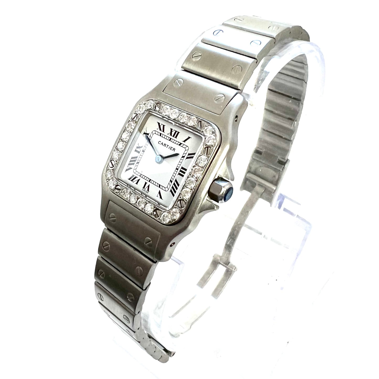 CARTIER Santos Galbee Quartz 24mm Steel 0.69TCW DIAMOND Watch