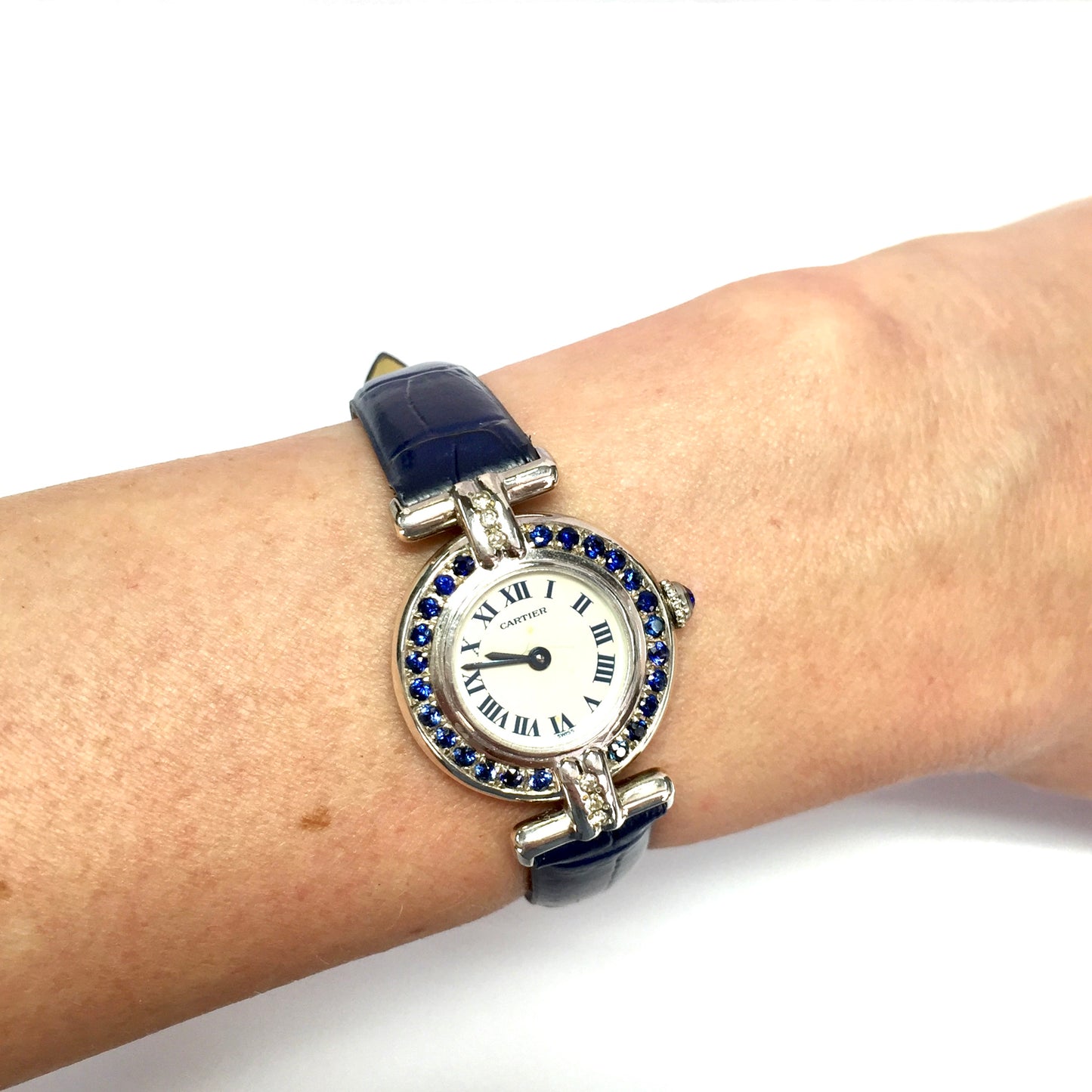 CARTIER COLISÈE Quartz 24mm Silver DIAMONDS & Blue SAPPHIRES Watch