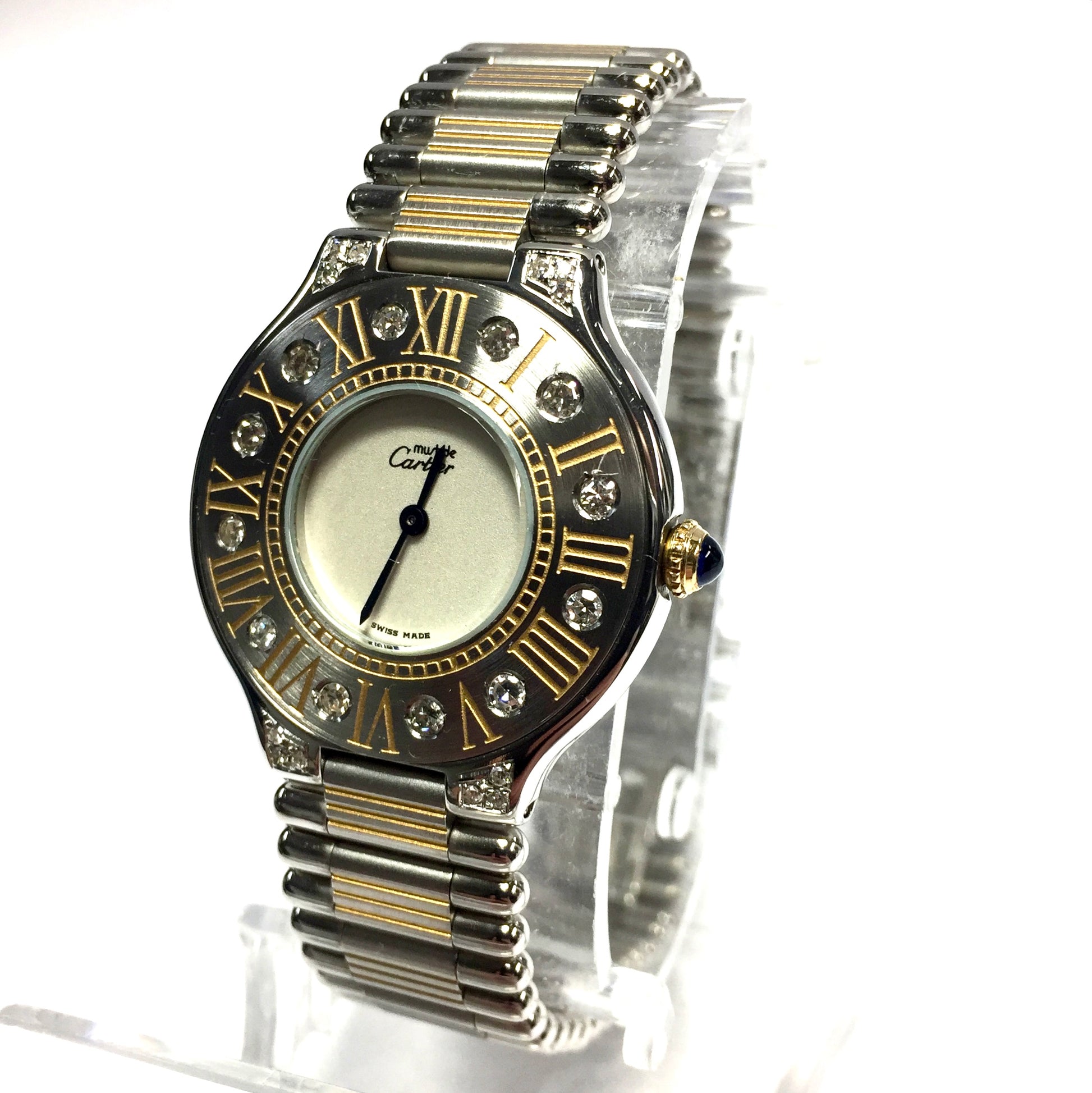 CARTIER MUST 21 Quartz 28mm 2 Tone Diamond Watch