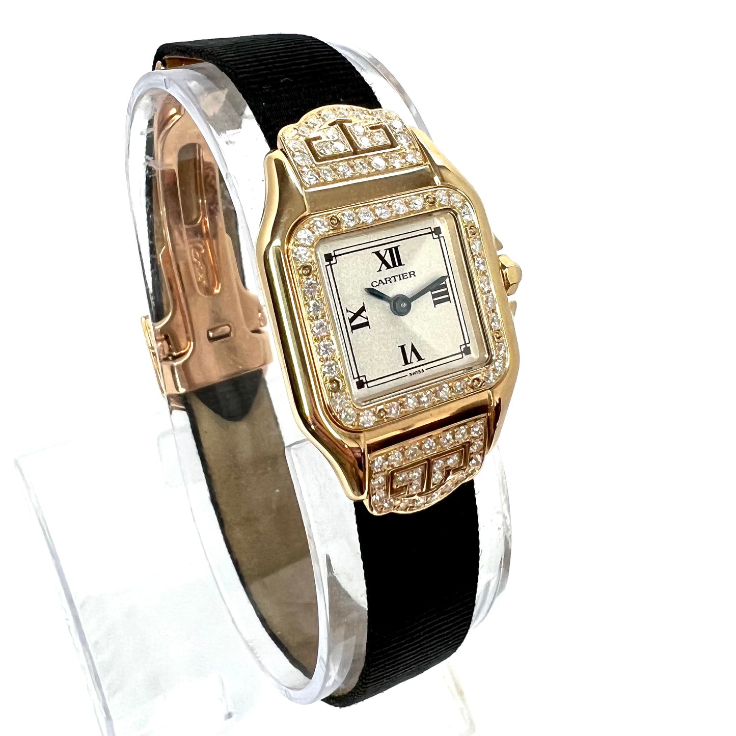 CARTIER PANTHERE Art Deco 22mm Quartz 18K Yellow Gold ~1.15TCW Diamond Watch
