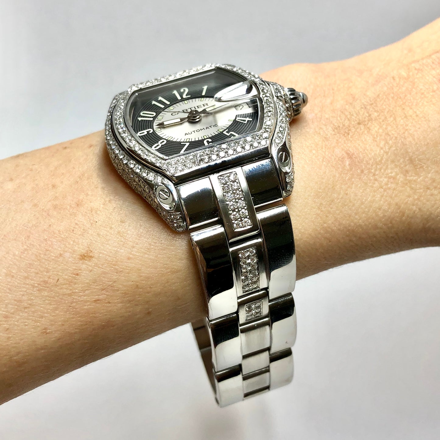 CARTIER ROADSTER 2510 Automatic 38mm Steel 4.92TCW DIAMOND Watch