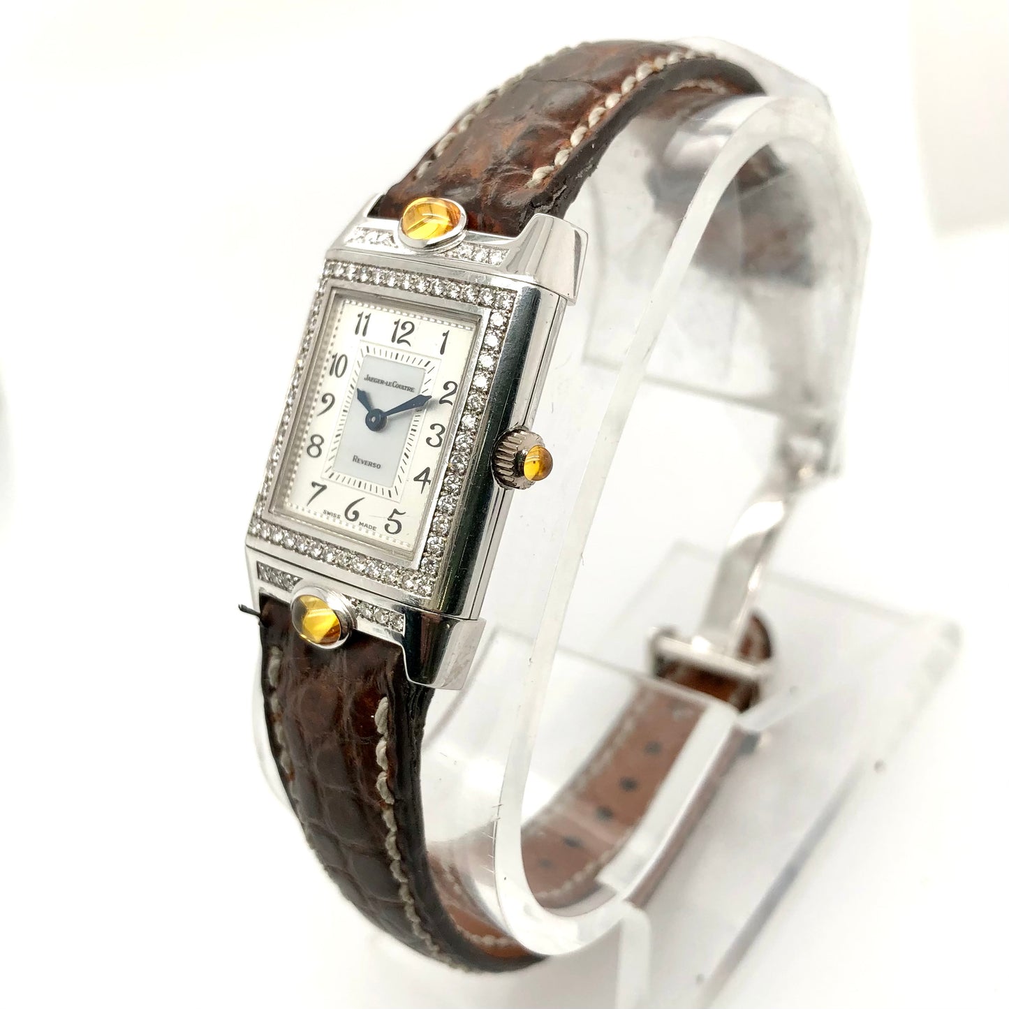 Jaeger LeCoultre REVERSO Joaillerie 18K White Gold Watch Factory Diamonds