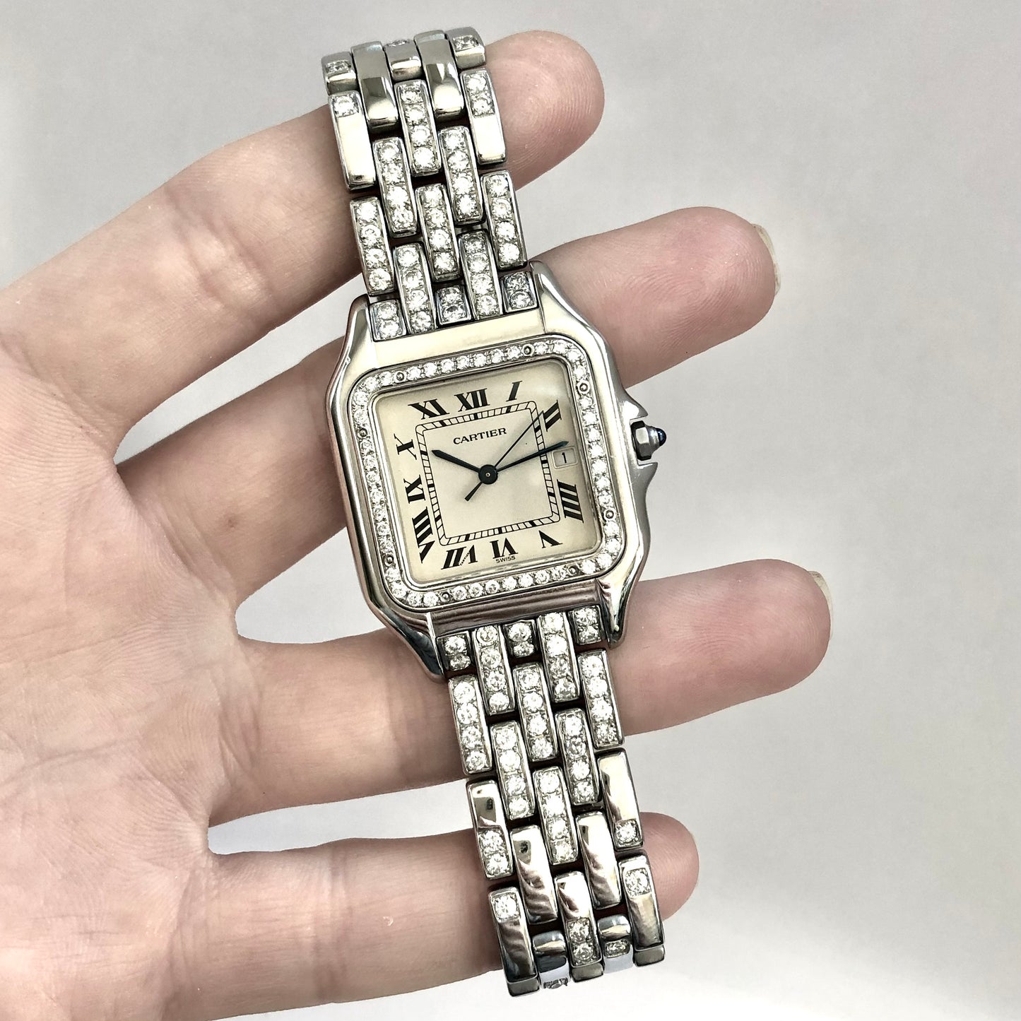 CARTIER PANTHÉRE Quartz 29mm Steel 3.42TCW Diamond Watch