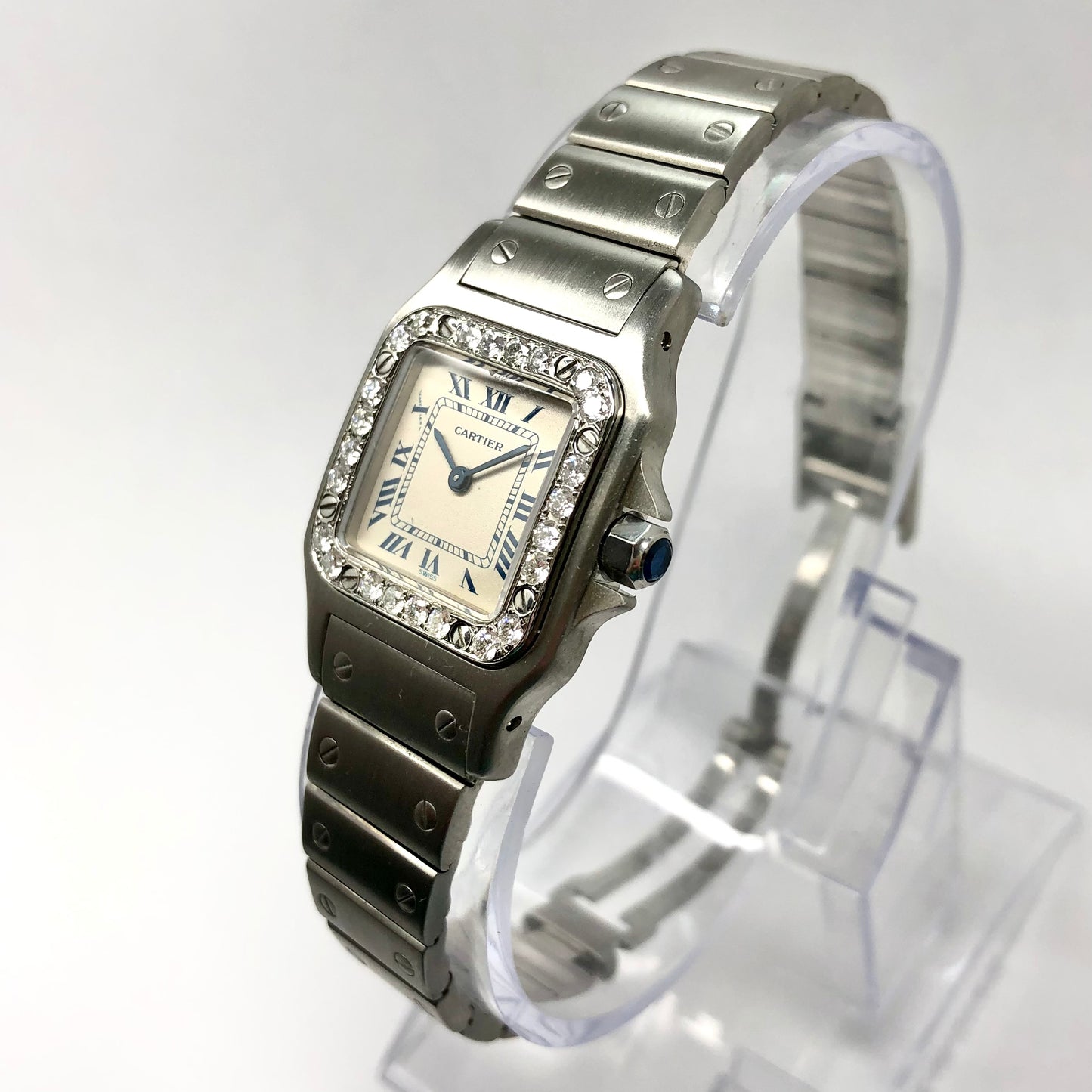 CARTIER SANTOS GALBEE Quartz 24mm Steel 0.69TCW DIAMOND Watch