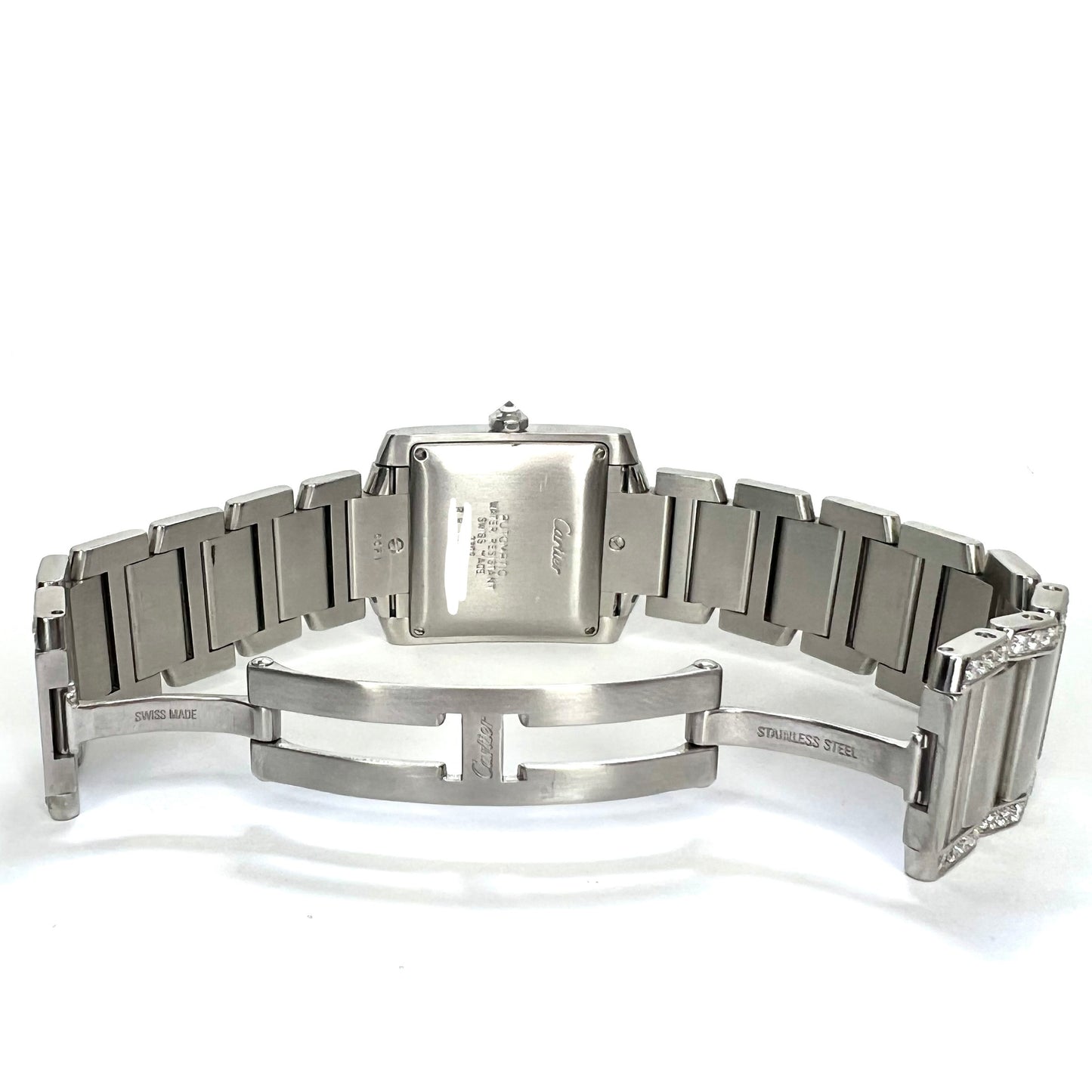 CARTIER TANK FRANCAISE Automatic 28mm Steel ~3.85TCW DIAMOND Watch