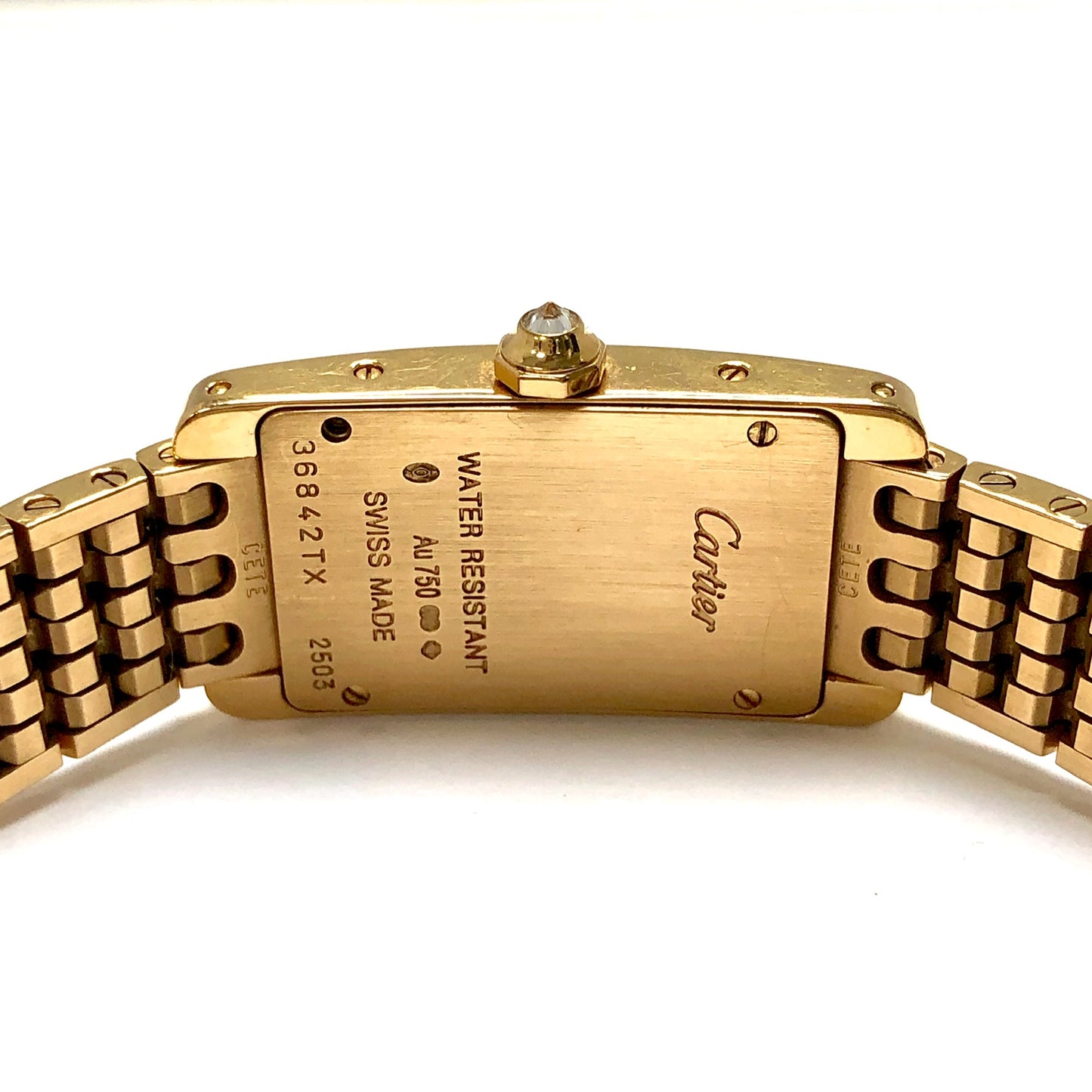 CARTIER Quartz 18K Rose Gold Ladies Watch ALL FACTORY DIAMONDS