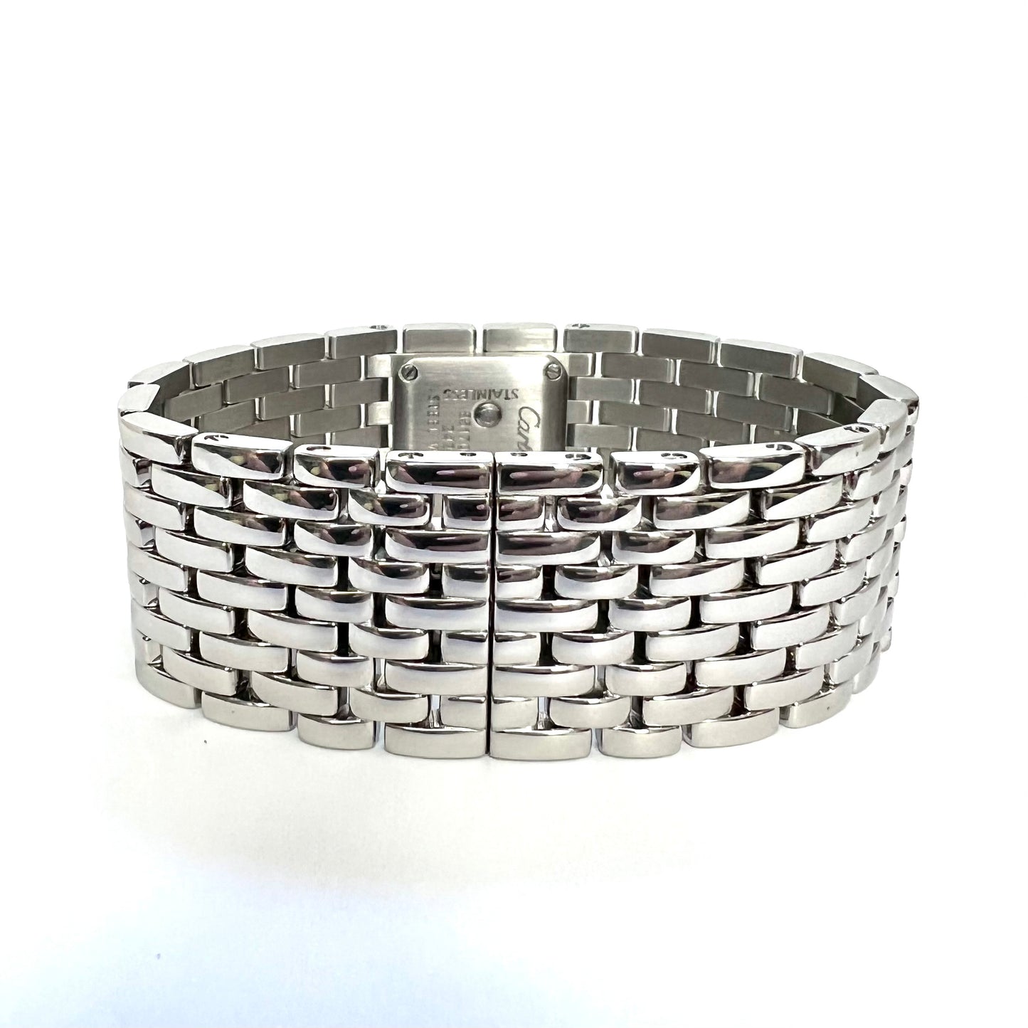 CARTIER Panthere RUBAN Quartz Steel ~1.32TCW DIAMOND Watch