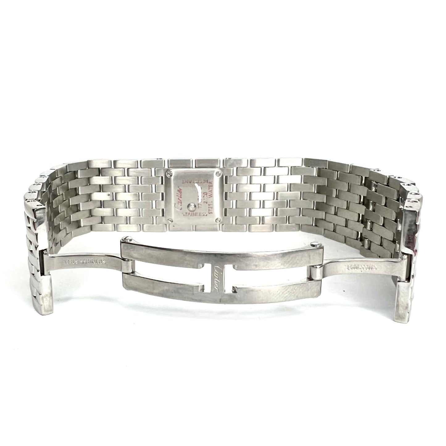 CARTIER RUBAN Quartz Steel 0.50TCW Diamond Watch Pink MOP Dial