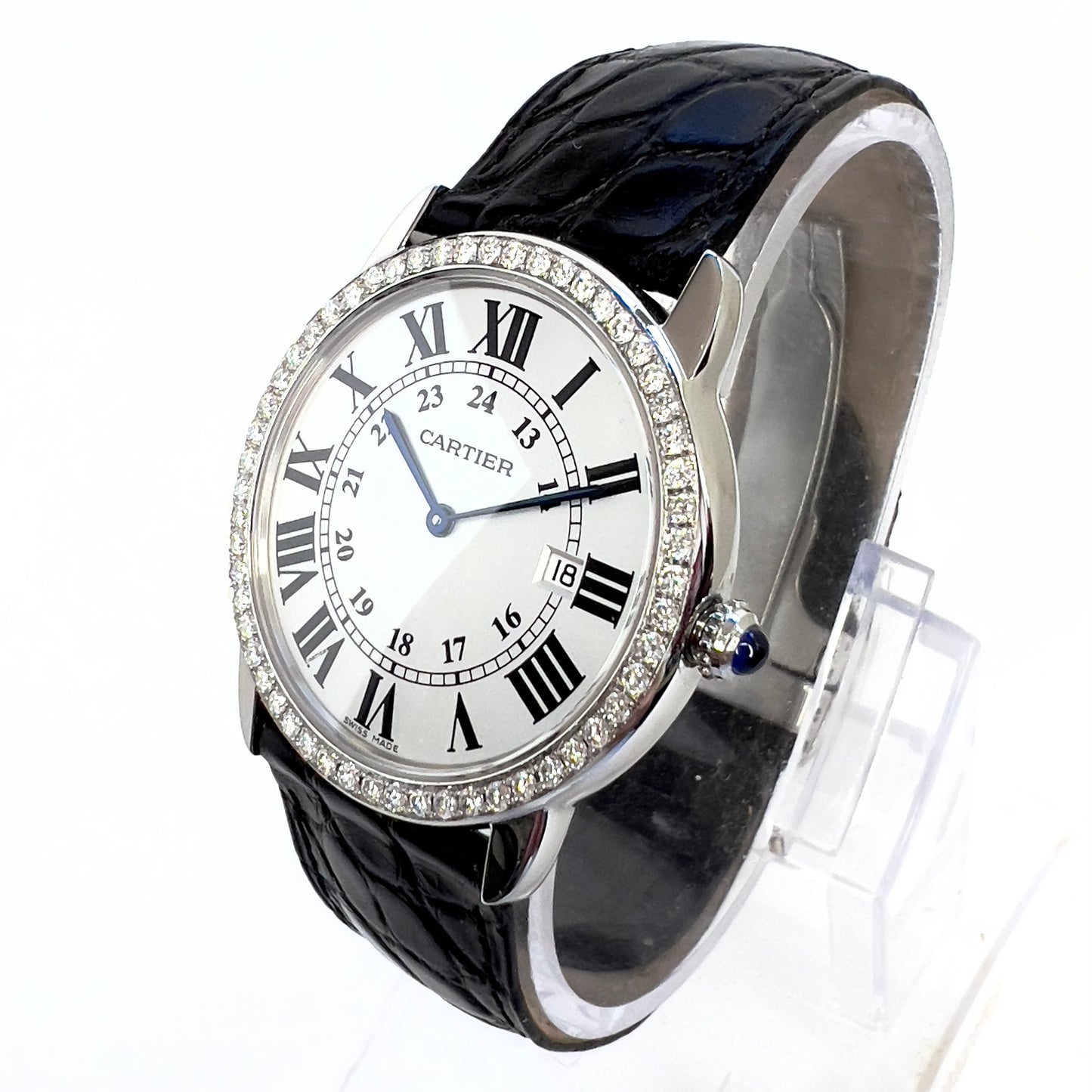 CARTIER RONDE SOLO Date 36mm Quartz Steel 0.90TCW DIAMOND Watch