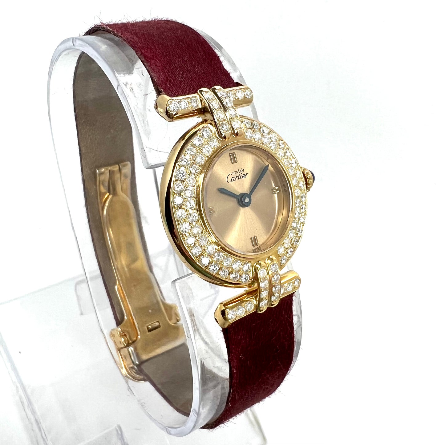 MUST DE CARTIER VERMEIL COLISÈE Quartz 24mm GP Silver 0.89TCW DIAMOND Watch