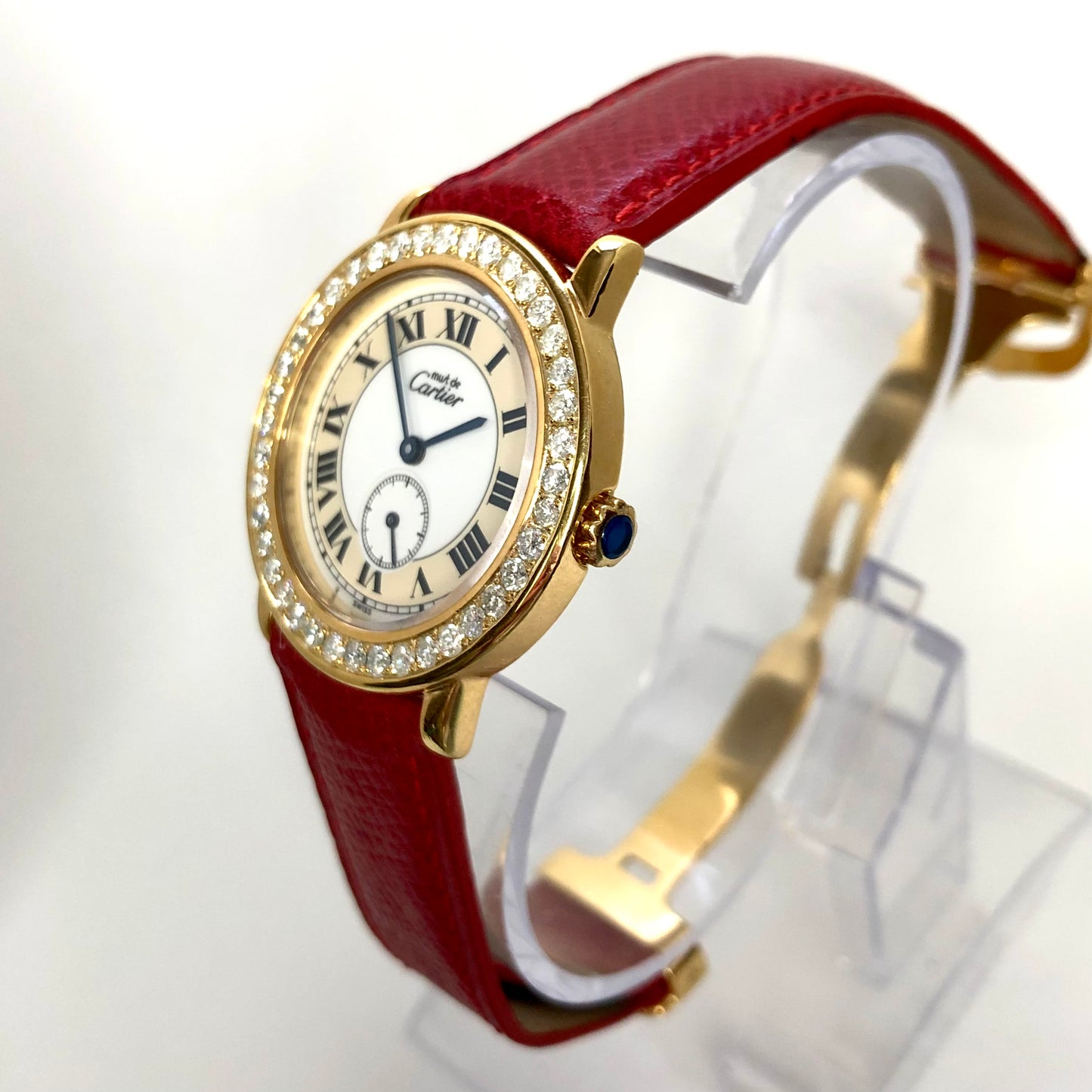 CARTIER RONDE 32mm Quartz GP Silver ~1.88TCW DIAMONDS Watch