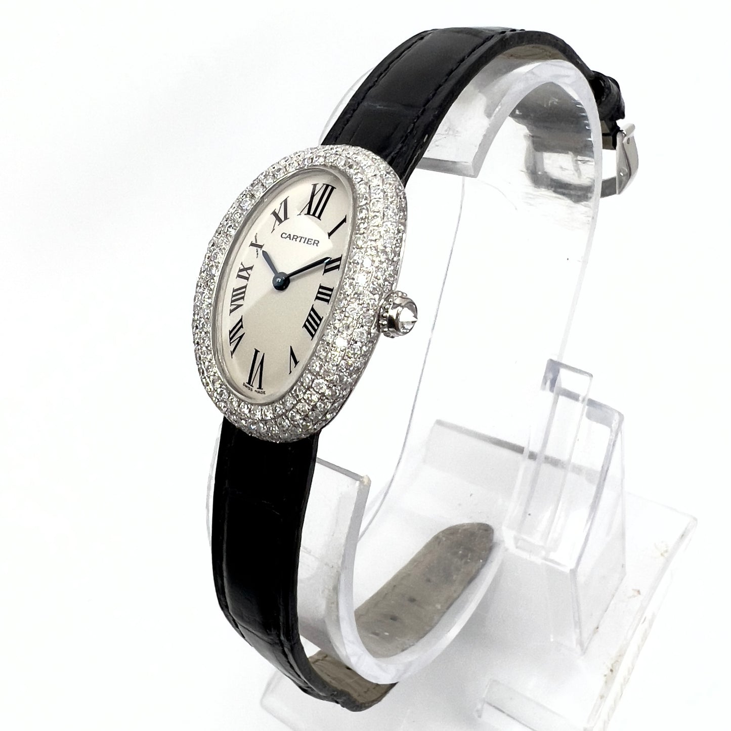 CARTIER BAIGNOIRE Quartz 18K White Gold 23mm 2.02TCW Diamond Watch