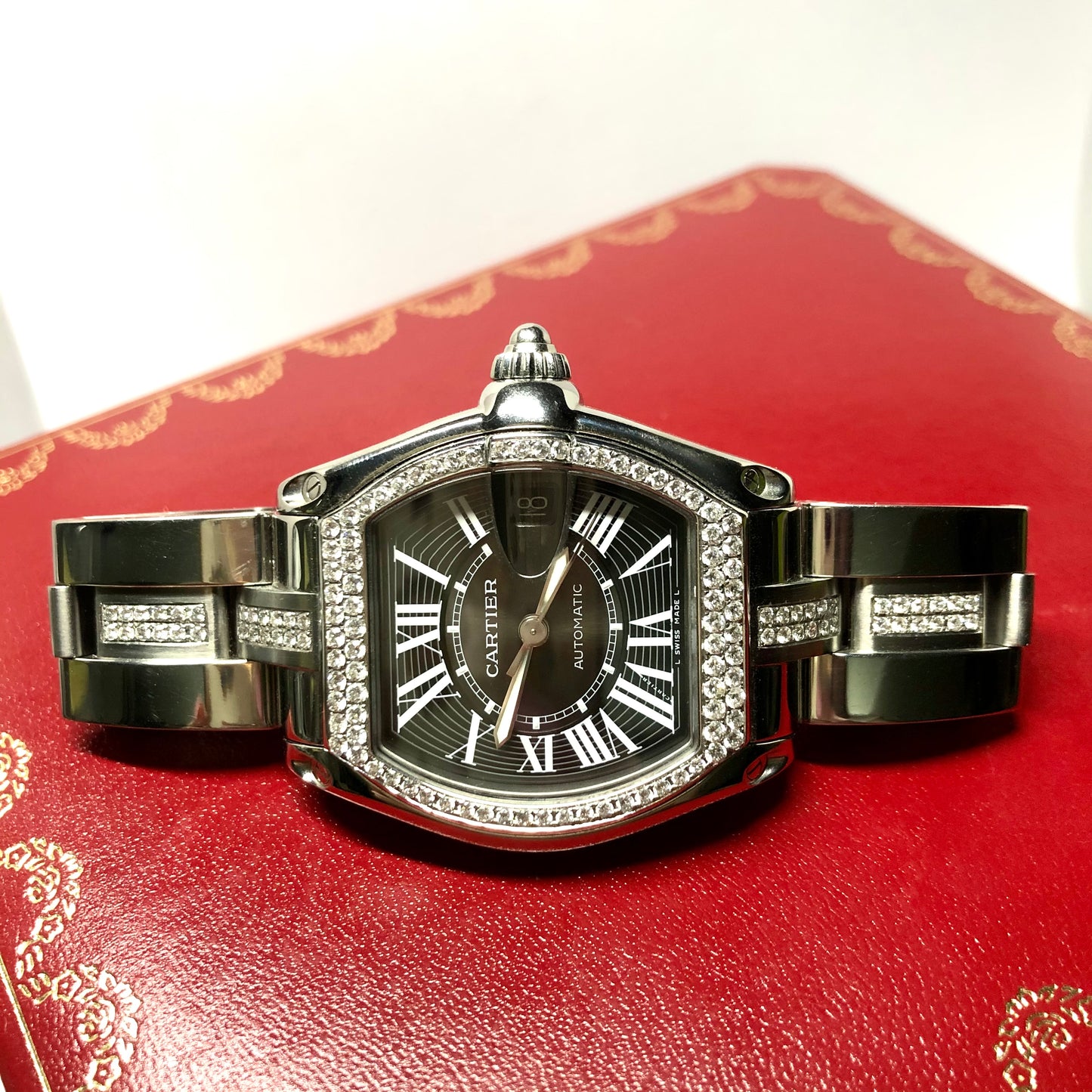 CARTIER ROADSTER 2510 Automatic 38mm Steel 1.69TCW DIAMOND Watch