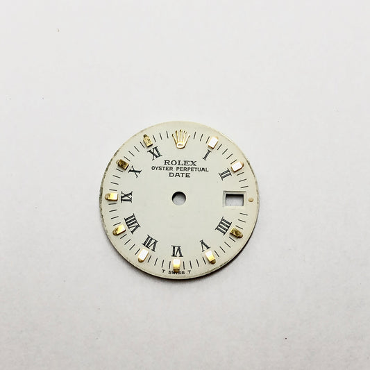 ROLEX Date 12.8mm White Color Gold Hour Markers Roman Numerals DIAL