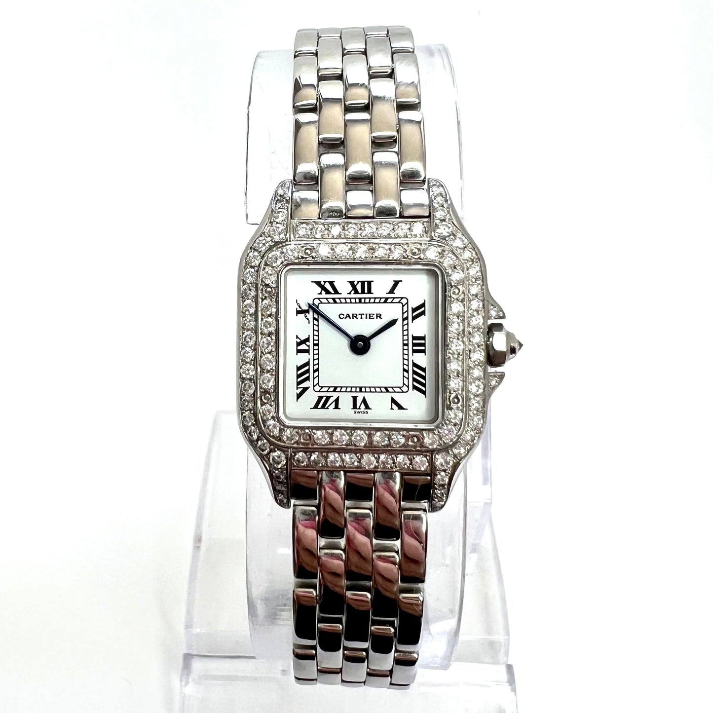 CARTIER PANTHERE Quartz 22mm Steel ~1TCW DIAMOND Watch