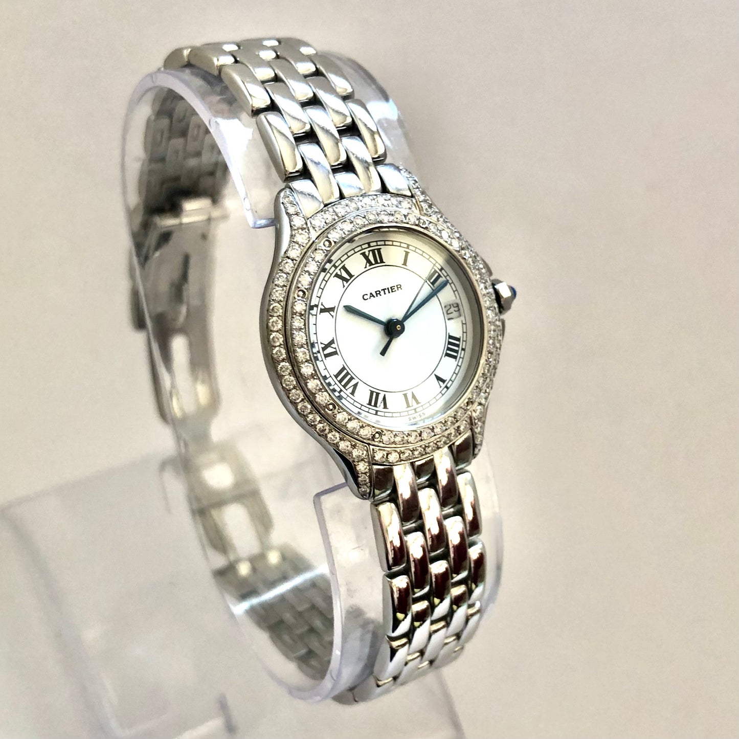 CARTIER COUGER 27mm Steel ~0.62TCW Diamond Watch