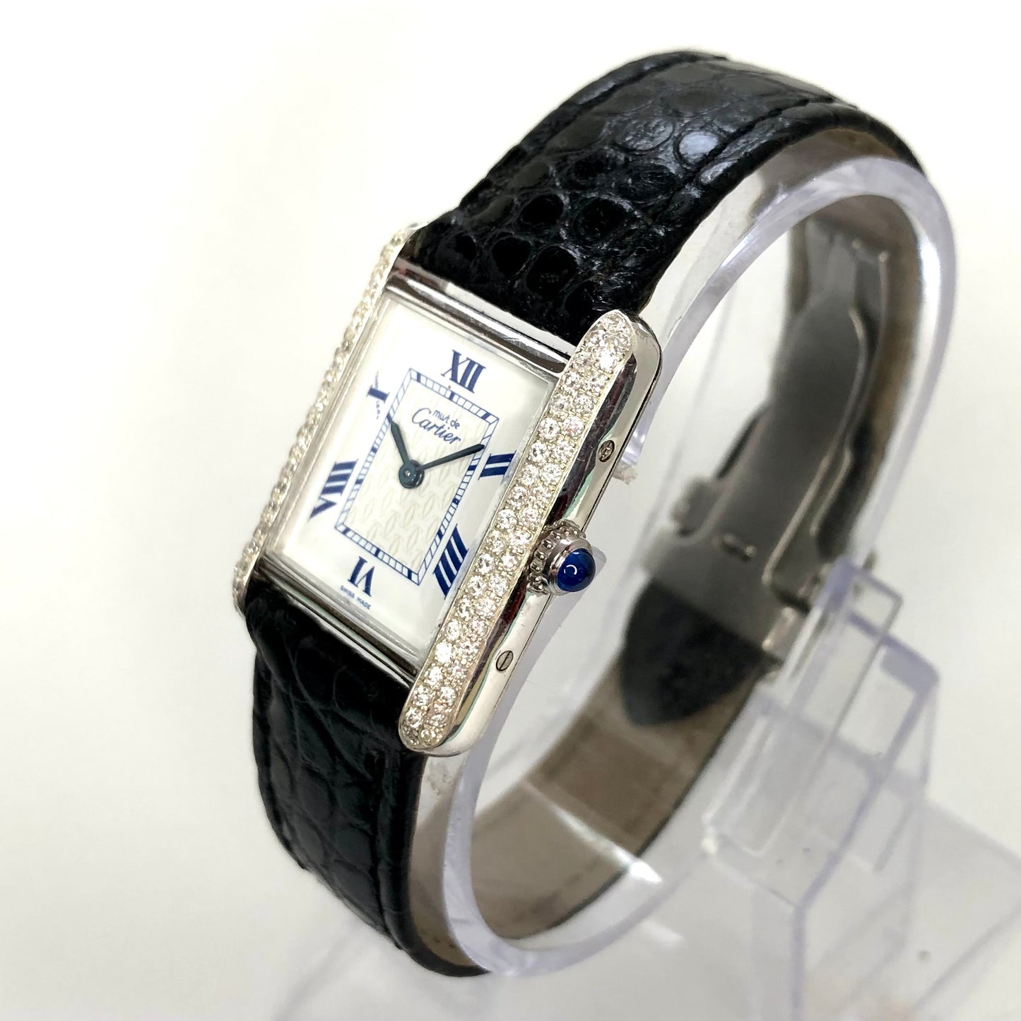 CARTIER TANK Quartz 22mm Silver 0.63TCW Diamond Watch