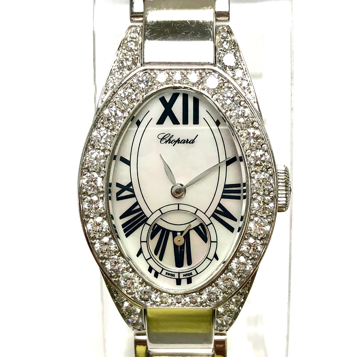 CHOPARD Quartz 24mm 18K White Gold Factory Diamonds Watch Retail $42,900