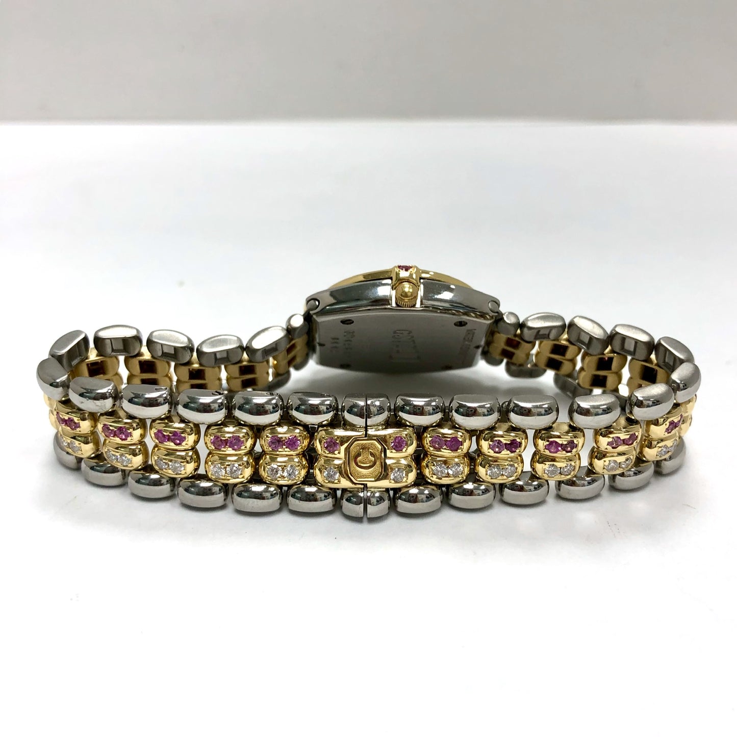 CHOPARD GSTAAD Quartz 24mm 2 Tone 1.49TCW DIAMONDS ~1.5TCW Pink SAPPHIRES Watch