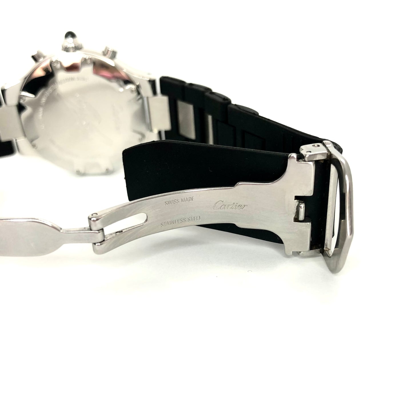CARTIER CHRONOSCAPH 21 Chronograph 2424 Quartz Steel 38mm 4.47TCW DIAMOND Watch