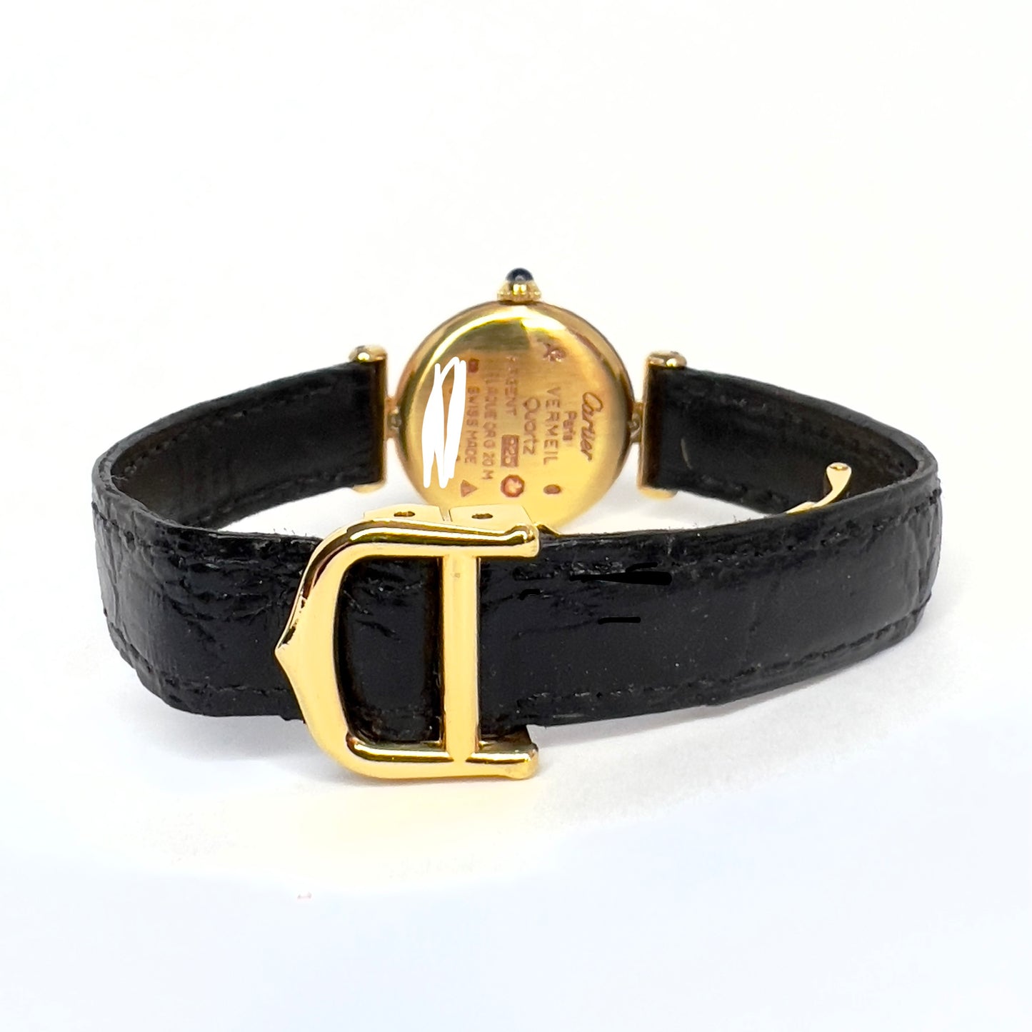 CARTIER VERMEIL COLISÈE Quartz 24mm GP Silver 0.87TCW DIAMONDS
 & Red Rubies Black Dial Watch