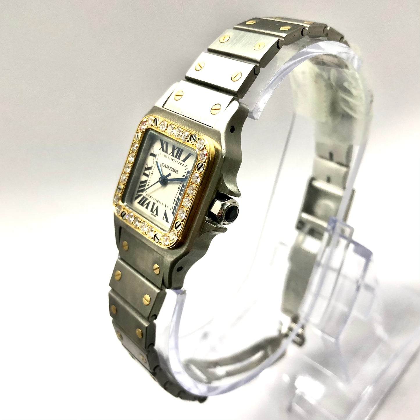CARTIER SANTOS GALBEE 24mm Automatic 2 Tone Watch 0.69TCW Diamond Bezel