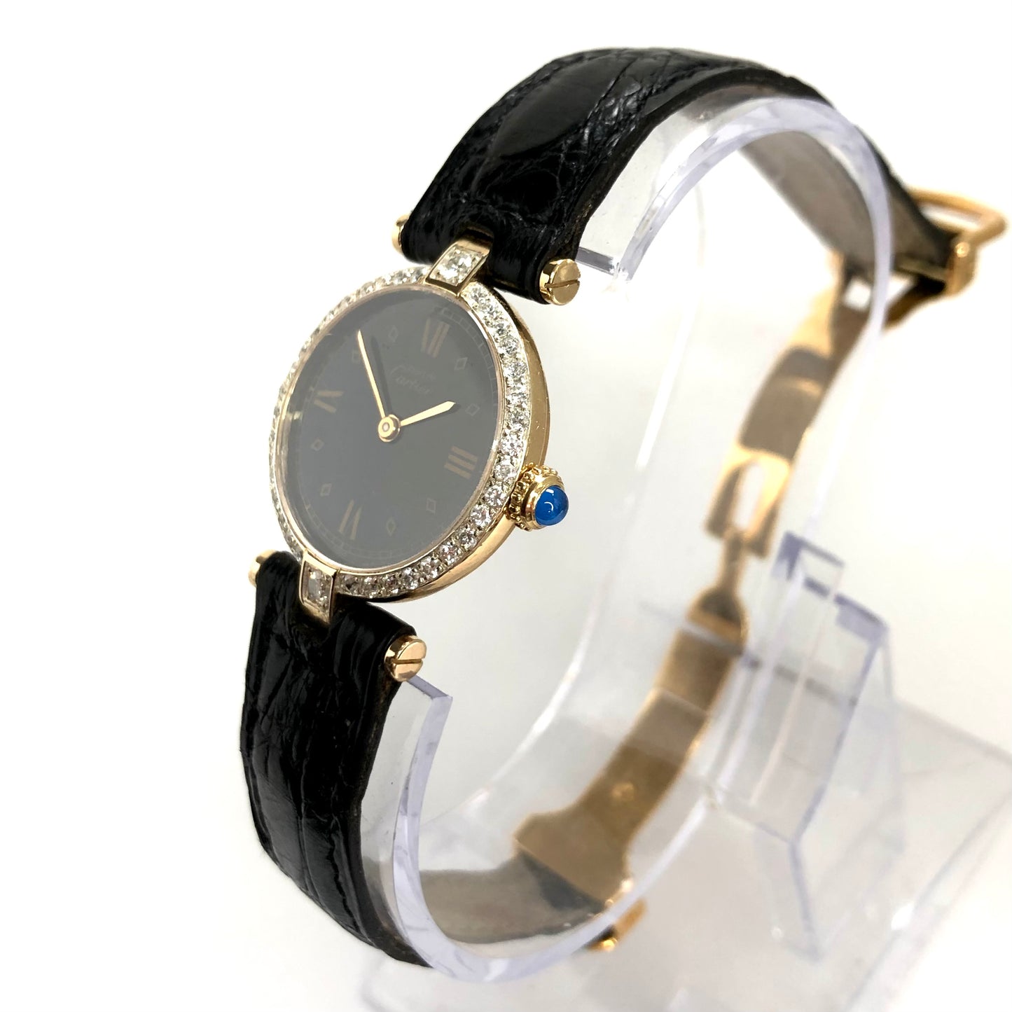 MUST DE CARTIER VERMEIL Quartz 24mm GP Argent 0.58TCW Diamond Watch