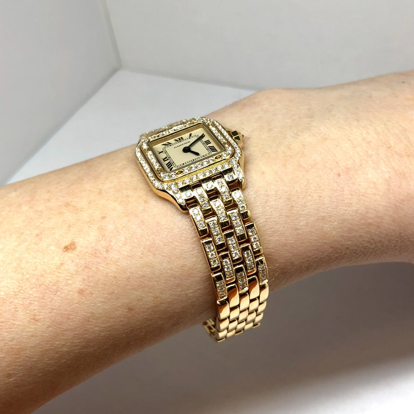 CARTIER PANTHERE Quartz 23mm 18K Yellow Gold ~2.12TCW DIAMONDS Watch