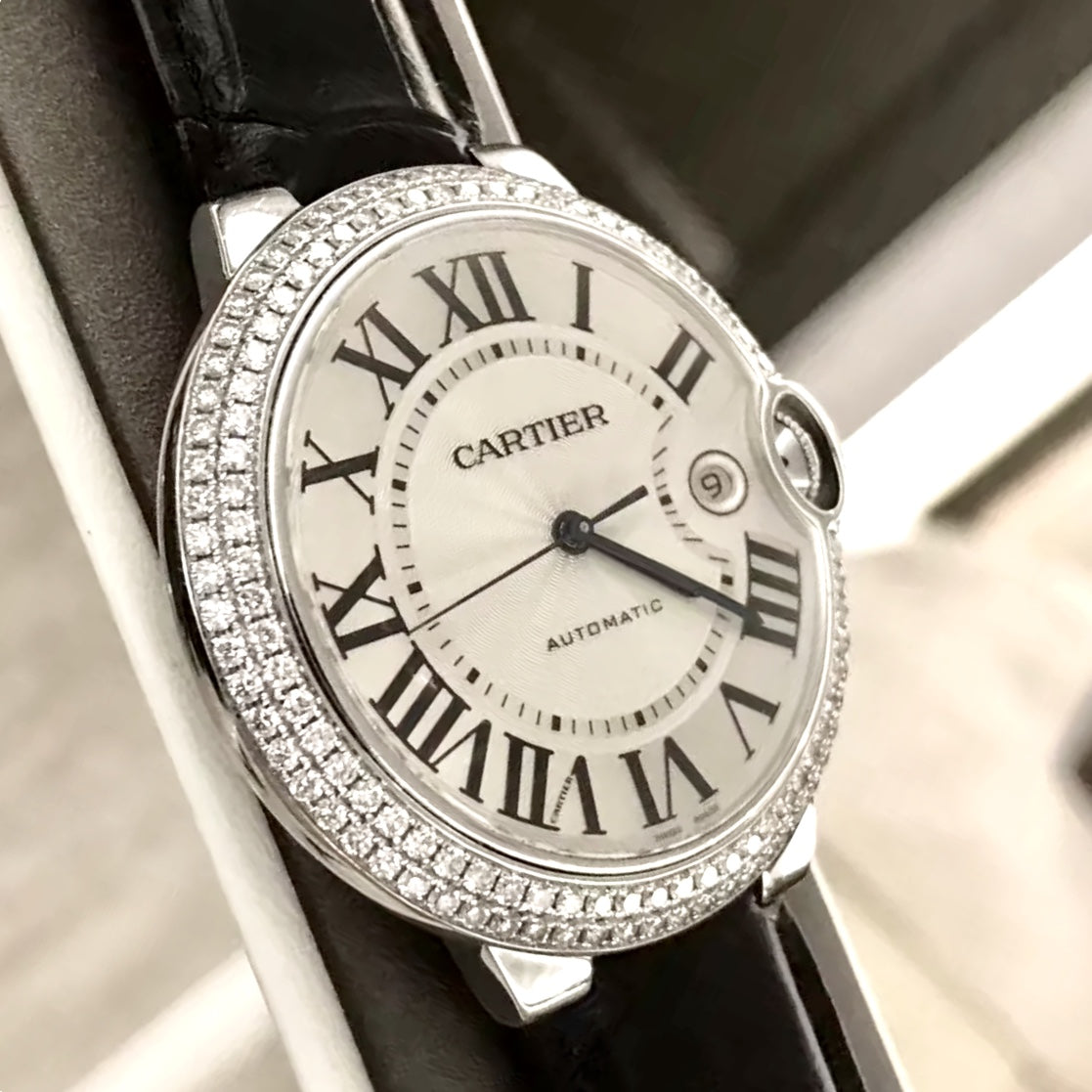 CARTIER BALLON BLEU Automatic 42mm Steel Watch 2TCW+ DIAMONDS Cartier Band
