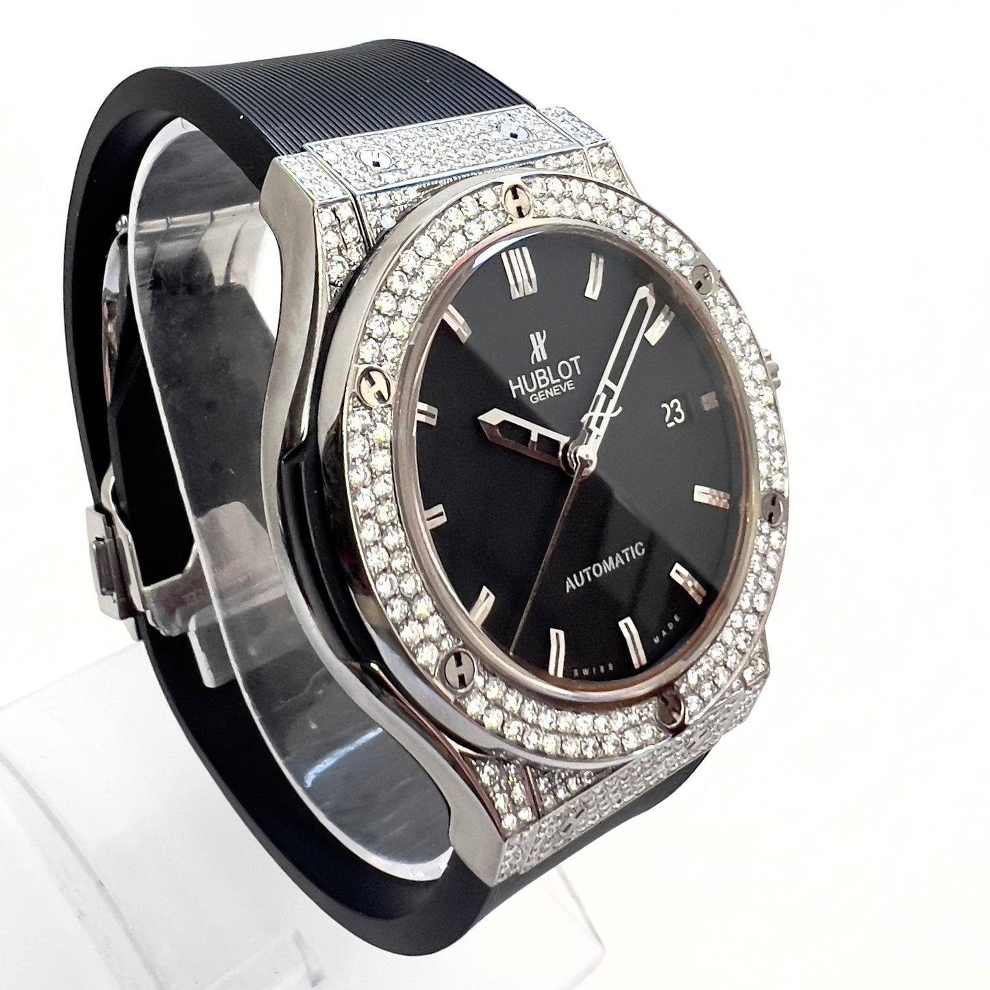 HUBLOT CLASSIC FUSION 45mm Automatic Titanium 3.36TCW Diamond Watch SKELETON Backcase