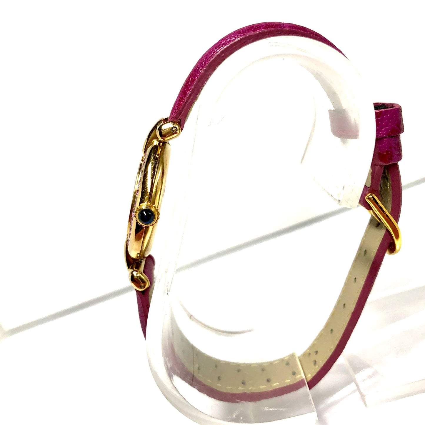 CARTIER VERMEIL COLISÈE Quartz 24mm GP Silver 0.55TCW Pink SAPPHIRES Watch