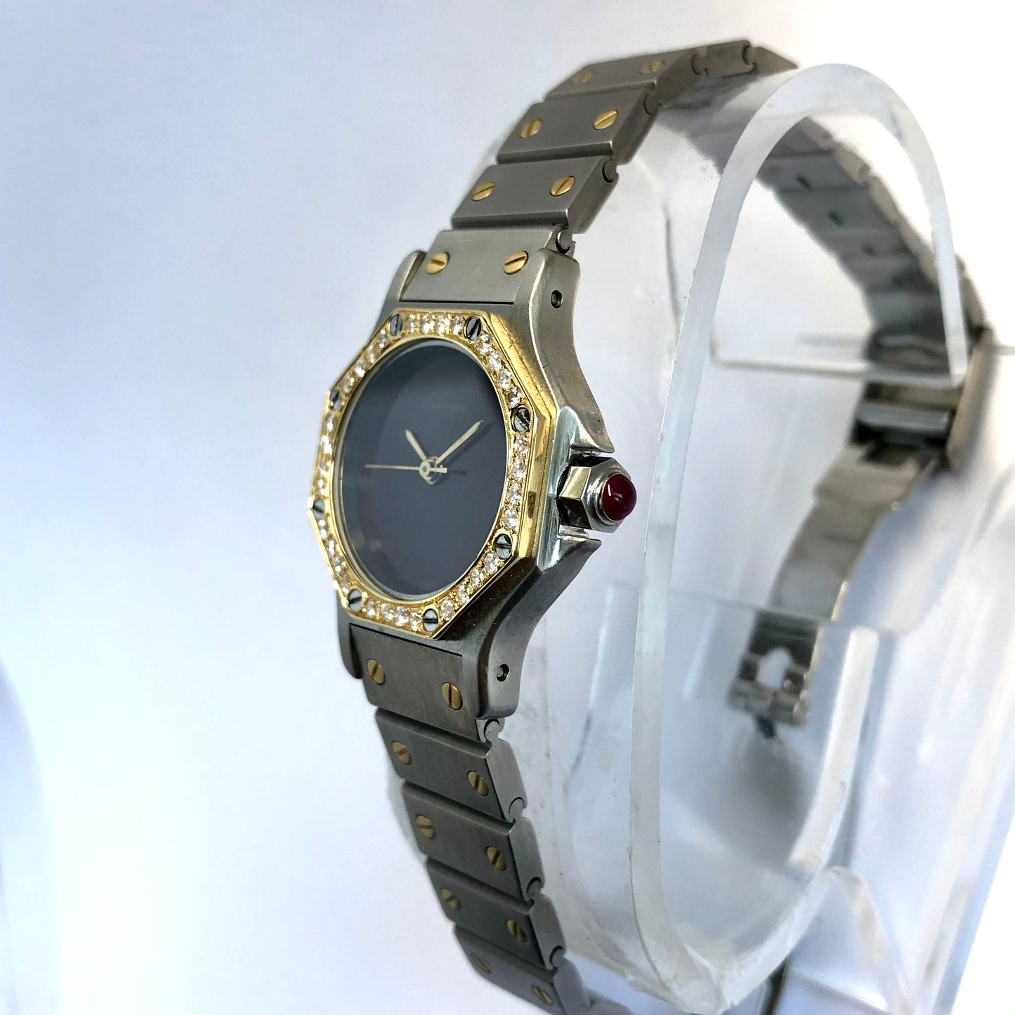 CARTIER SANTOS OCTAGON 25mm Automatic 2 Tone 0.40TCW Diamond Watch