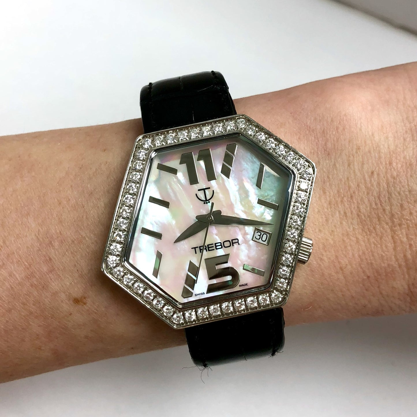 TREBOR DECALER Quartz 42mm Steel FACTORY DIAMONDS Watch