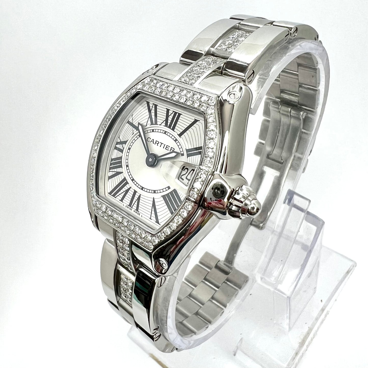 CARTIER ROADSTER Quartz 31mm Steel 1.43TCW Diamond Watch