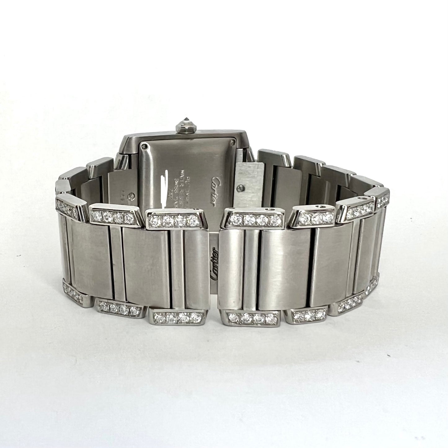 CARTIER TANK FRANCAISE Automatic 28mm Steel ~3.85TCW DIAMOND Watch